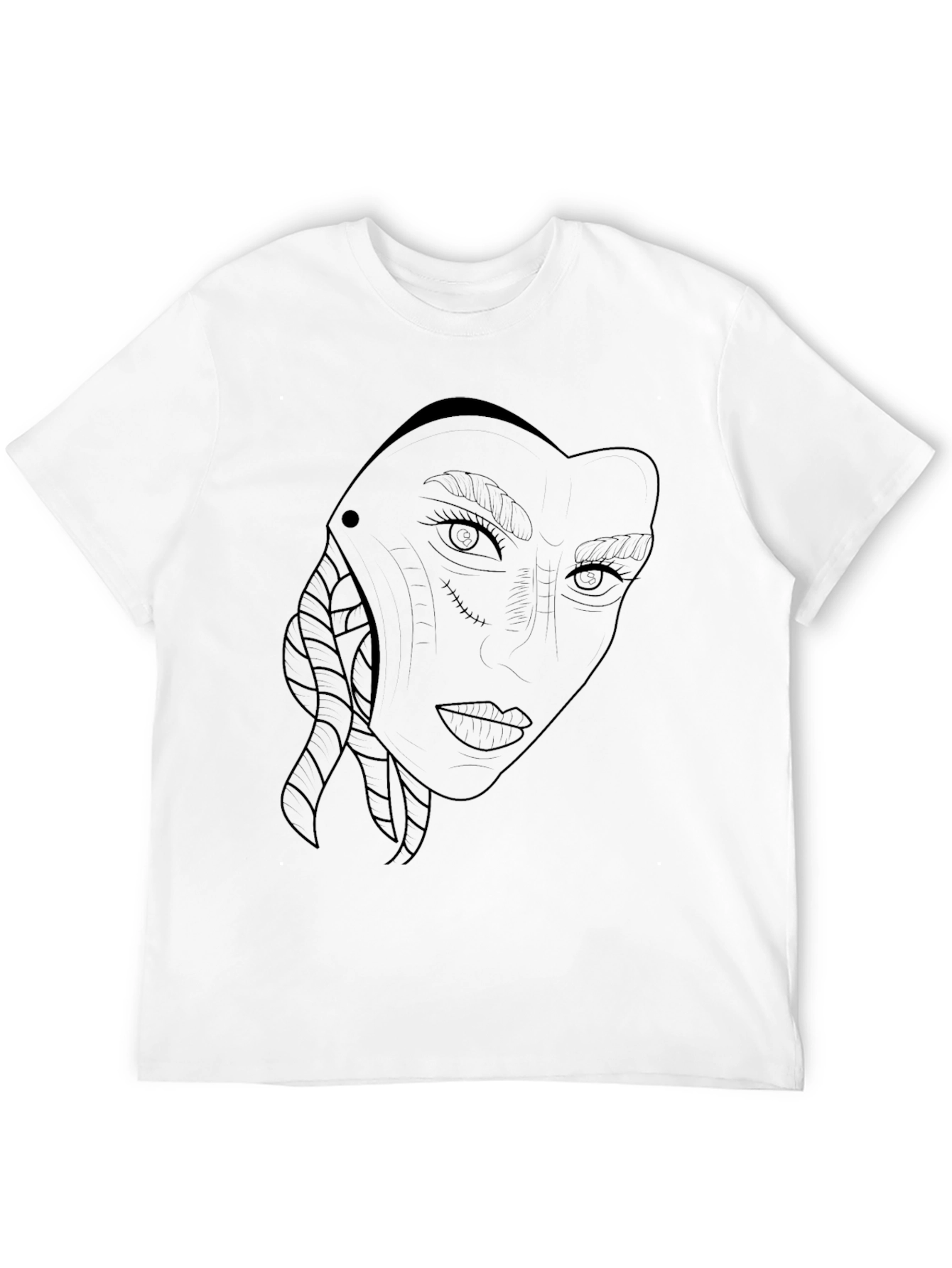Black Graphic Tee - Womans Face Outline