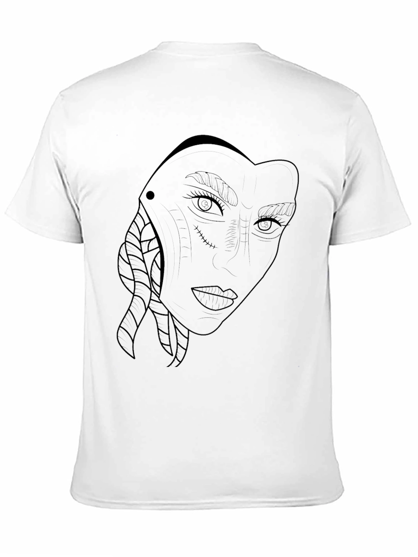 Black Graphic Tee - Womans Face Outline