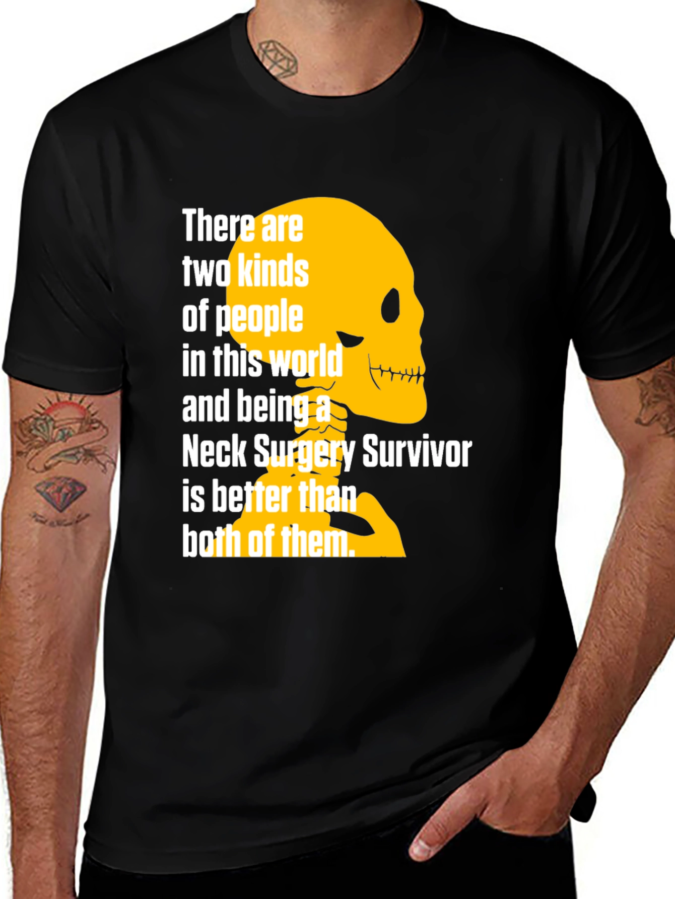 Neck Surgery Survivor T-Shirt - Funny Skeleton Design
