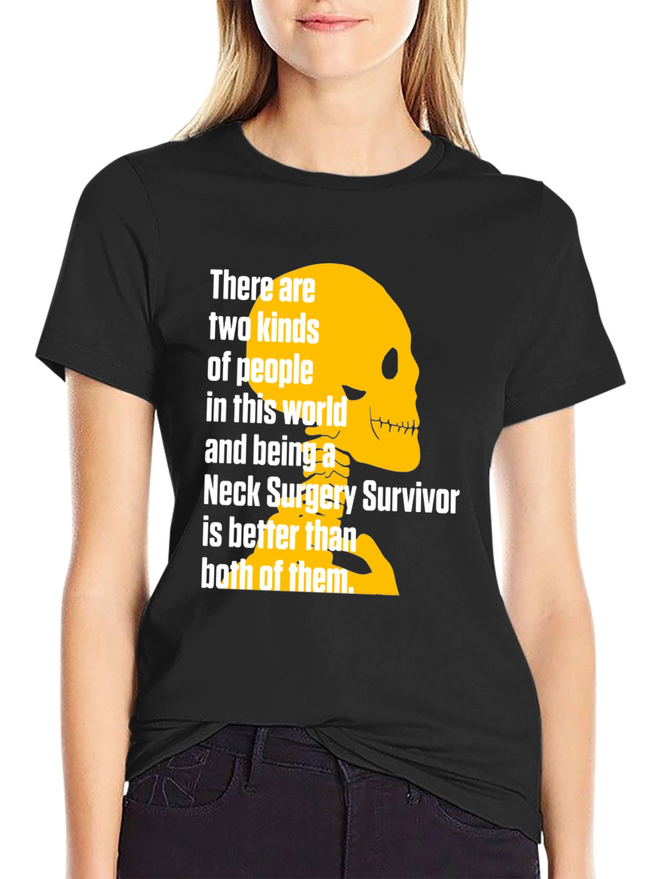 Neck Surgery Survivor T-Shirt - Funny Skeleton Design