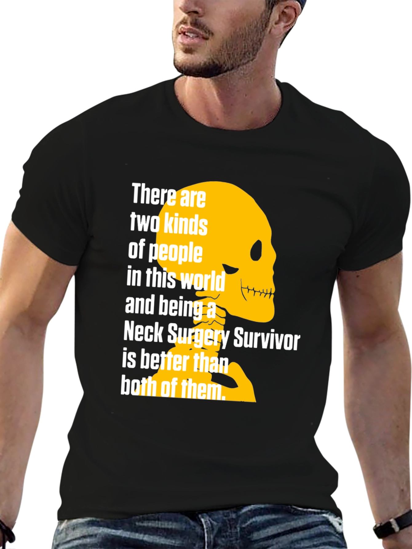 Neck Surgery Survivor T-Shirt - Funny Skeleton Design