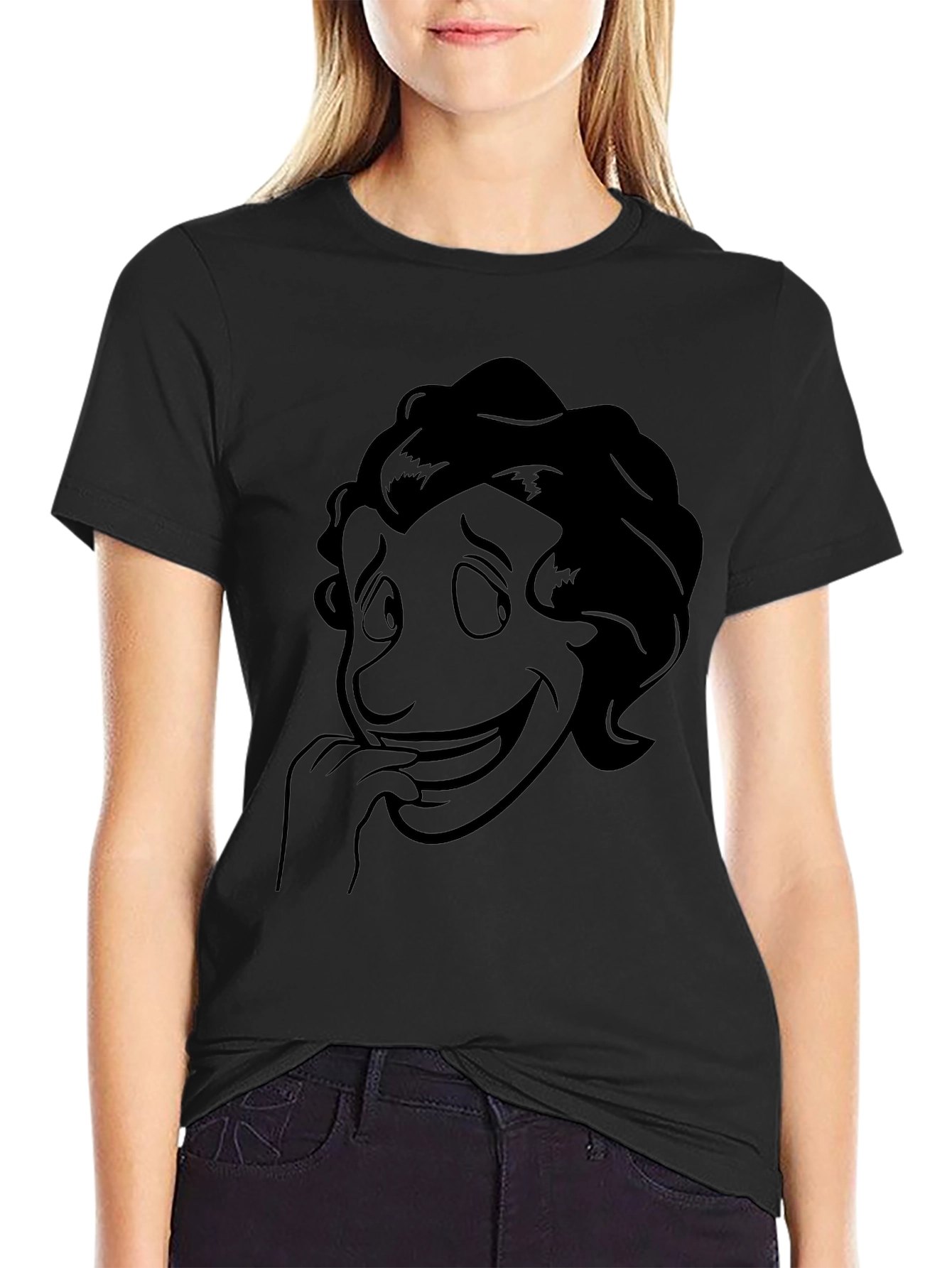 Cartoon Character Graphic Black T-Shirt