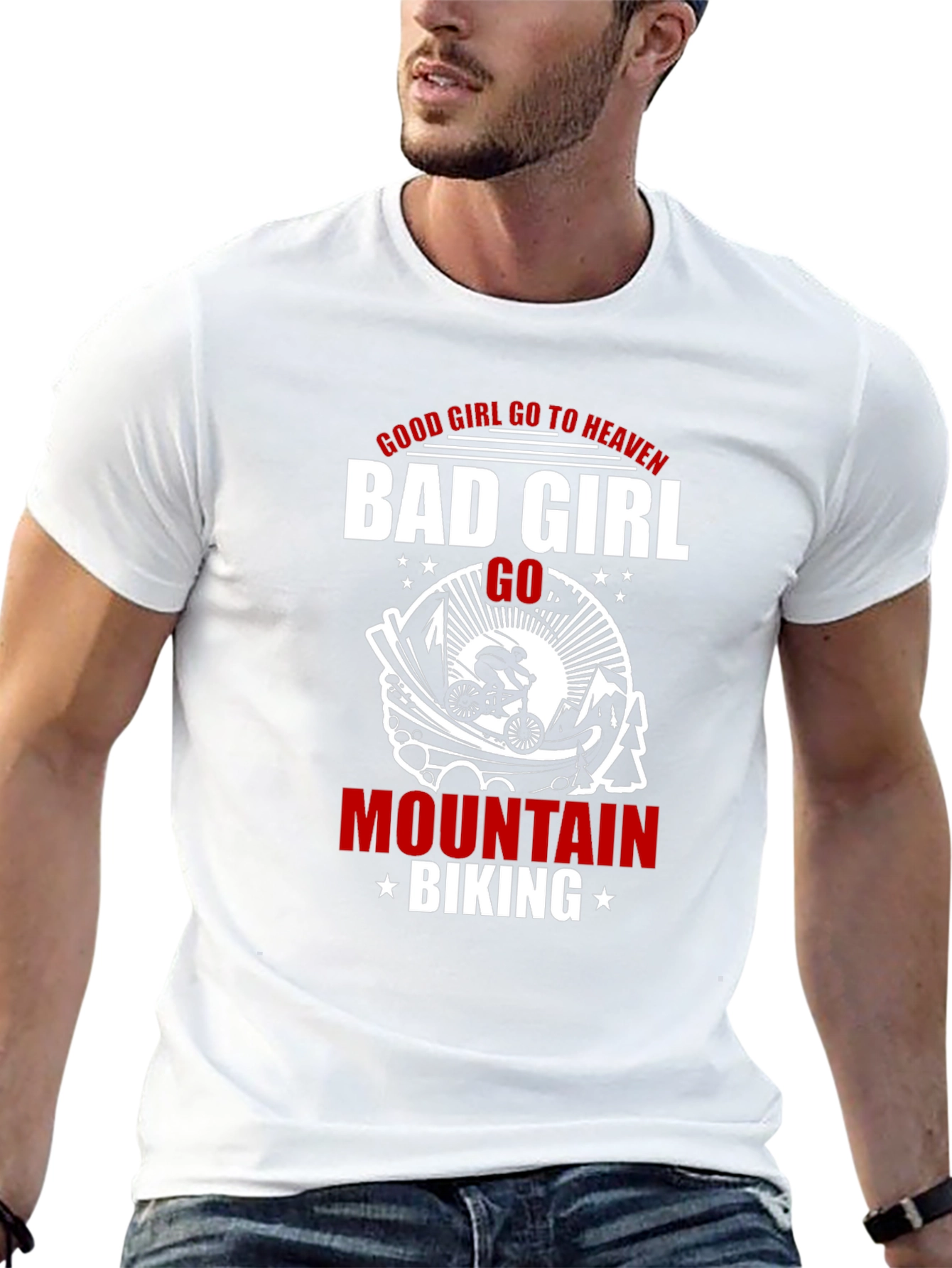 Bad Girl Mountain Biking Graphic T-Shirt