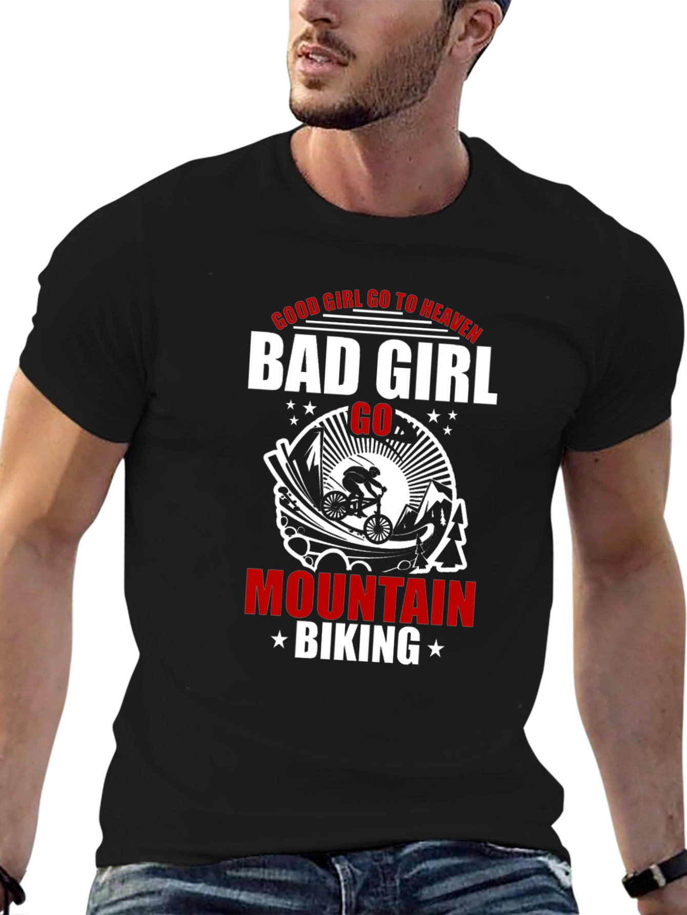 Bad Girl Mountain Biking Graphic T-Shirt