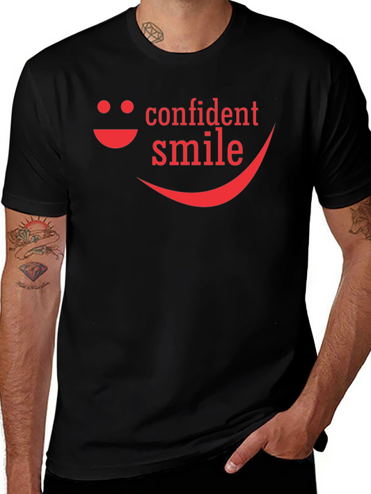 Confident Smile Graphic Tee - Black Cotton Blend
