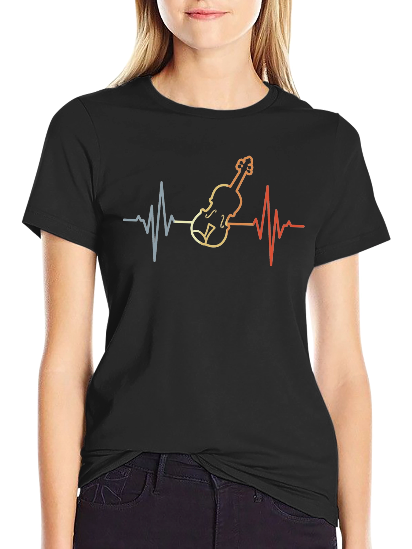 Violin Heartbeat Graphic T-Shirt