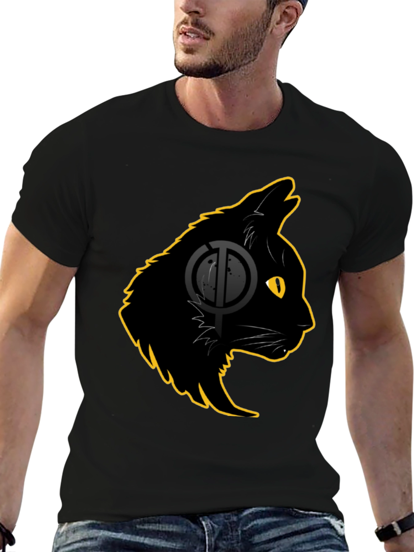 Black Cat Graphic T-Shirt - Stylish Cat Lover Tee