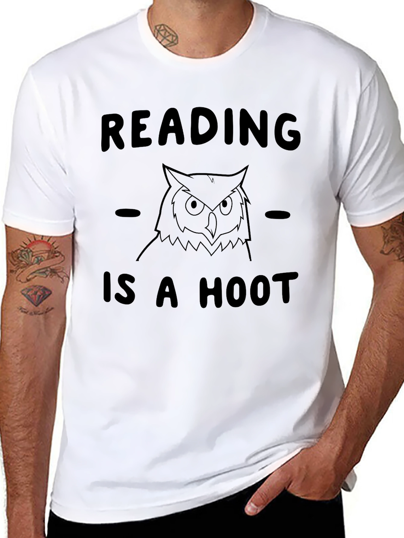 Reading is a Hoot Owl T-Shirt - Black