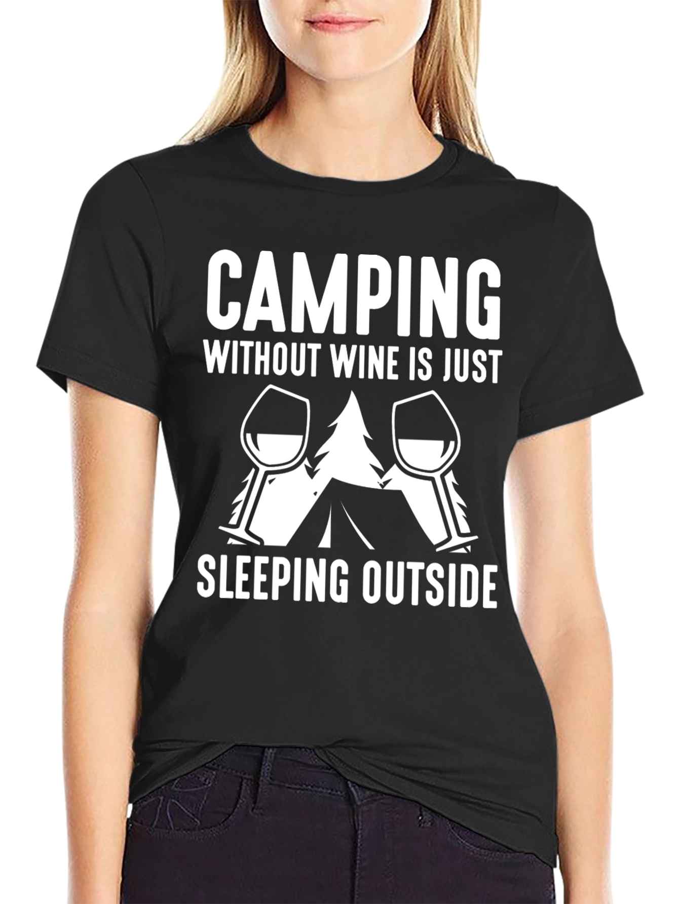 Camping Without Wine T-Shirt - Outdoors Adventure Tee