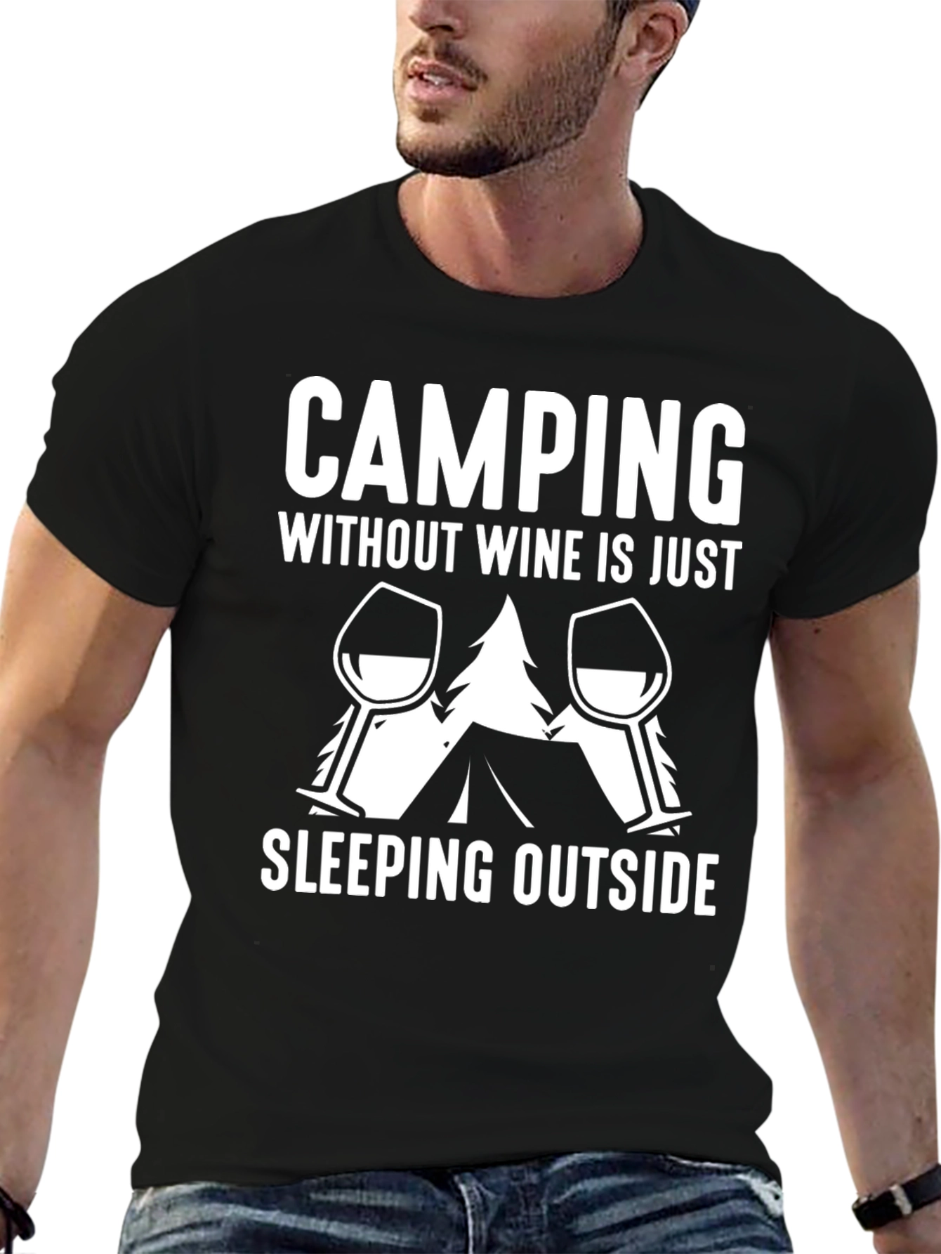 Camping Without Wine T-Shirt - Outdoors Adventure Tee