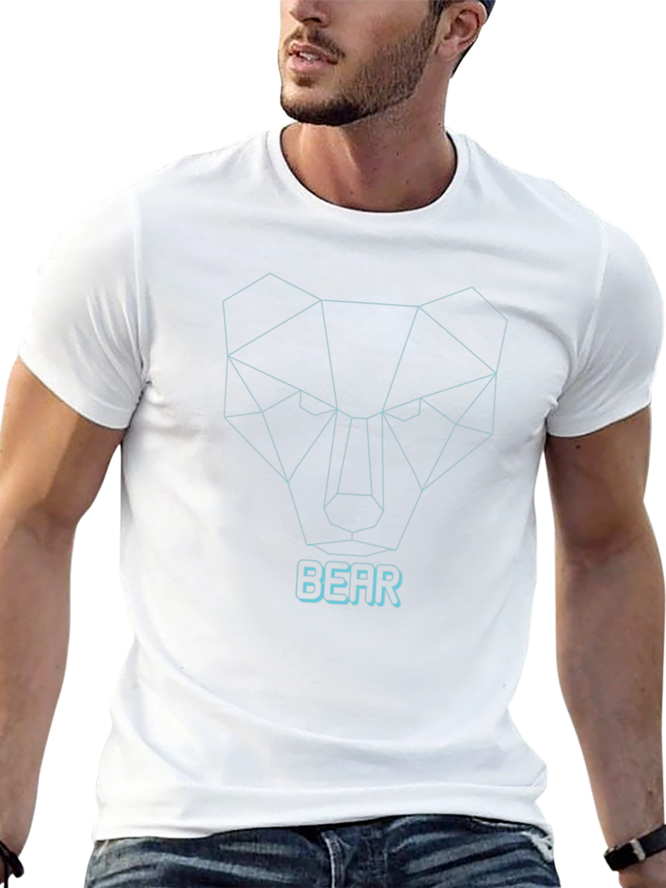 Geometric Bear Graphic Tee - Modern Style