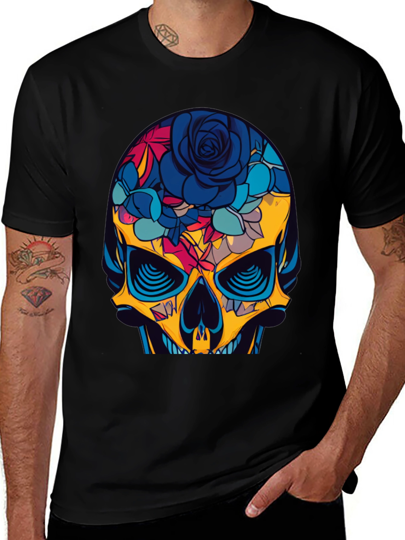 Floral Skull Graphic Tee - Bold & Stylish