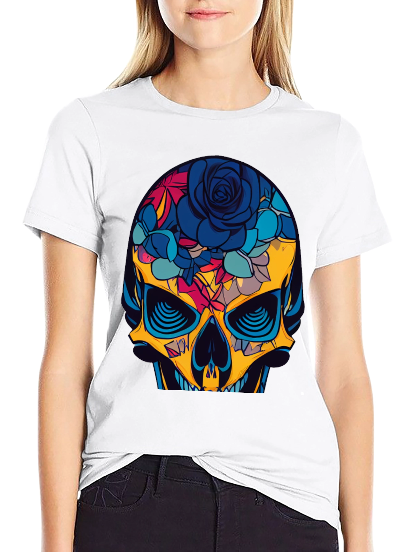 Floral Skull Graphic Tee - Bold & Stylish