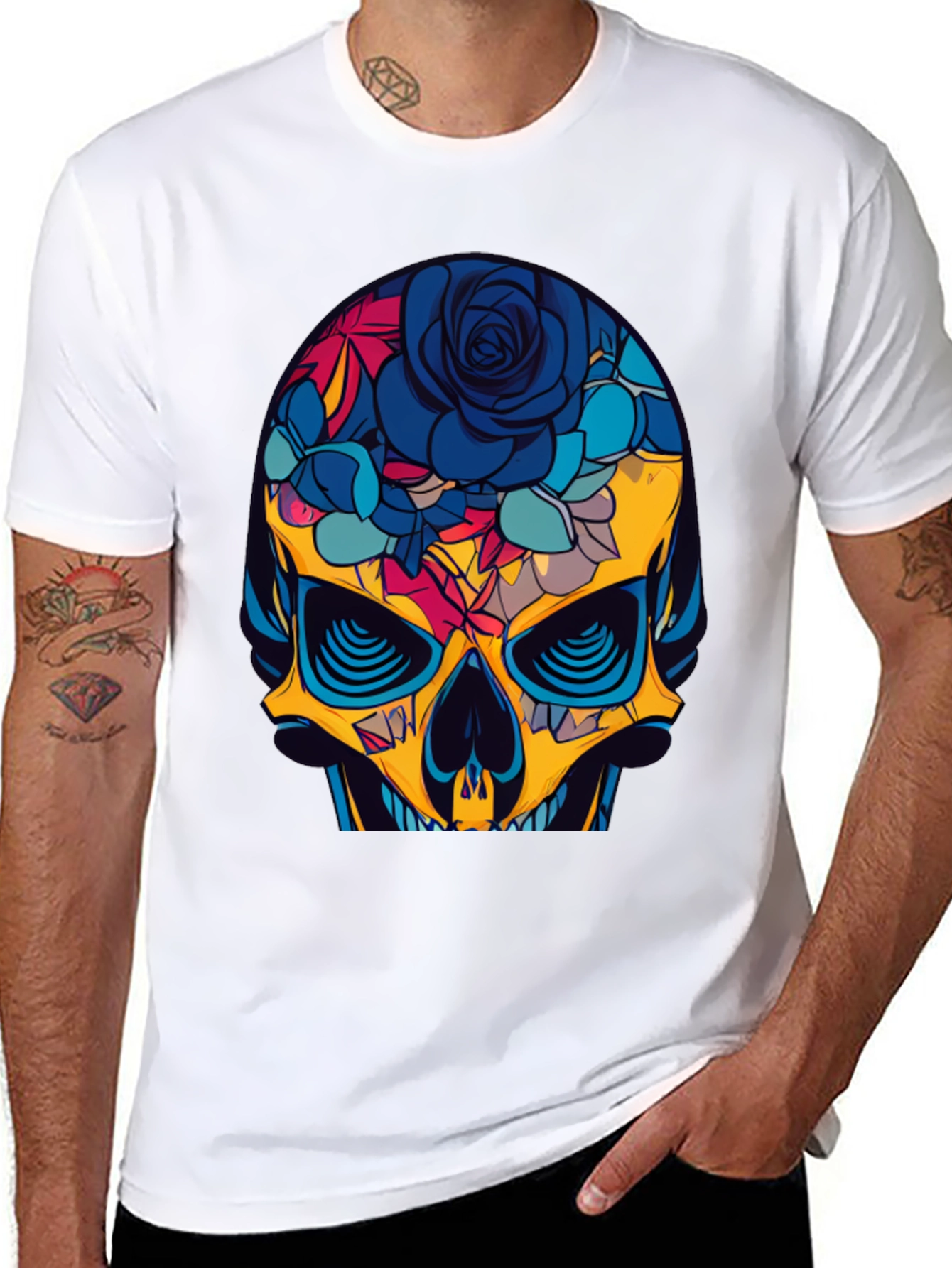 Floral Skull Graphic Tee - Bold & Stylish