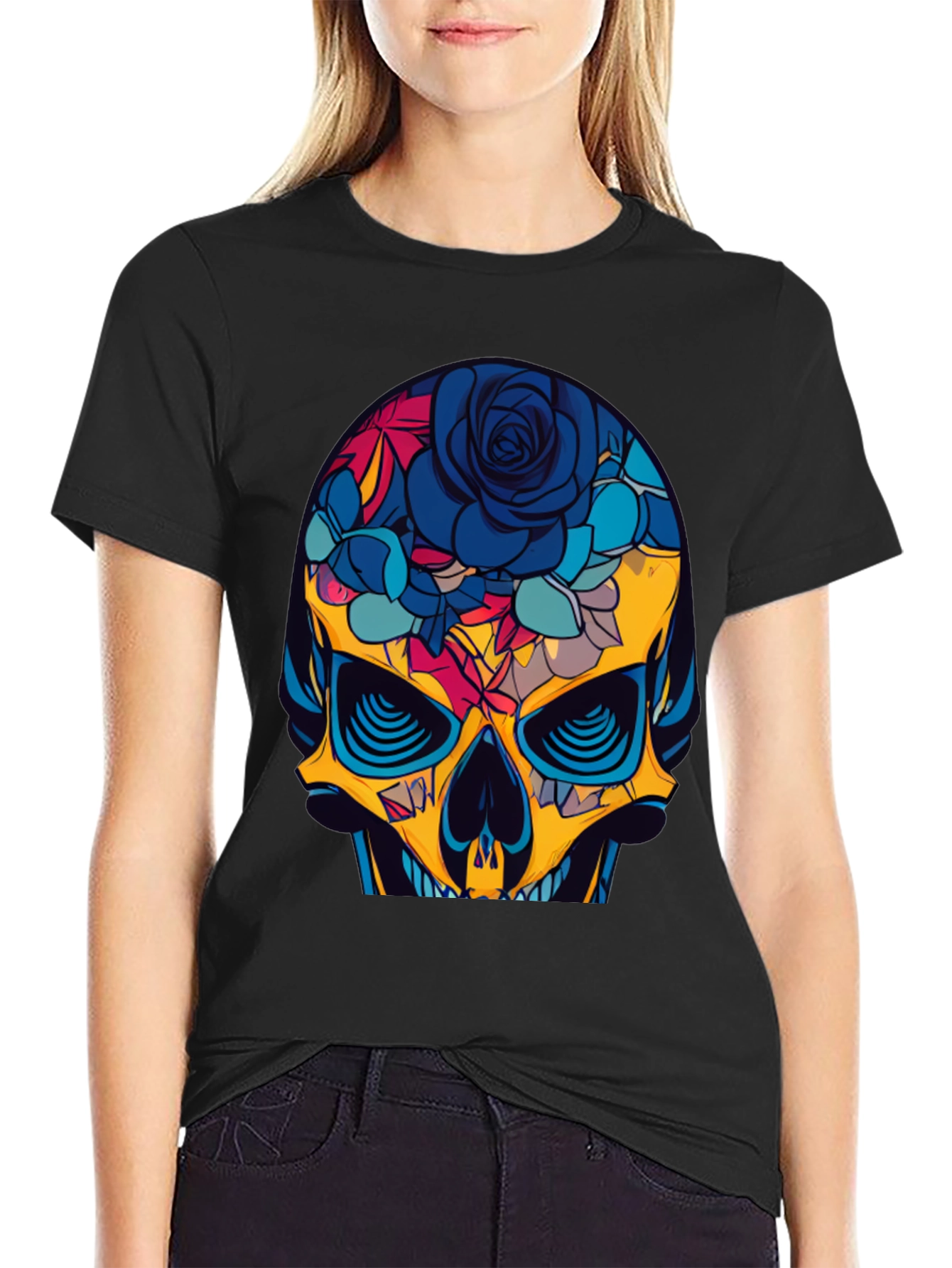 Floral Skull Graphic Tee - Bold & Stylish