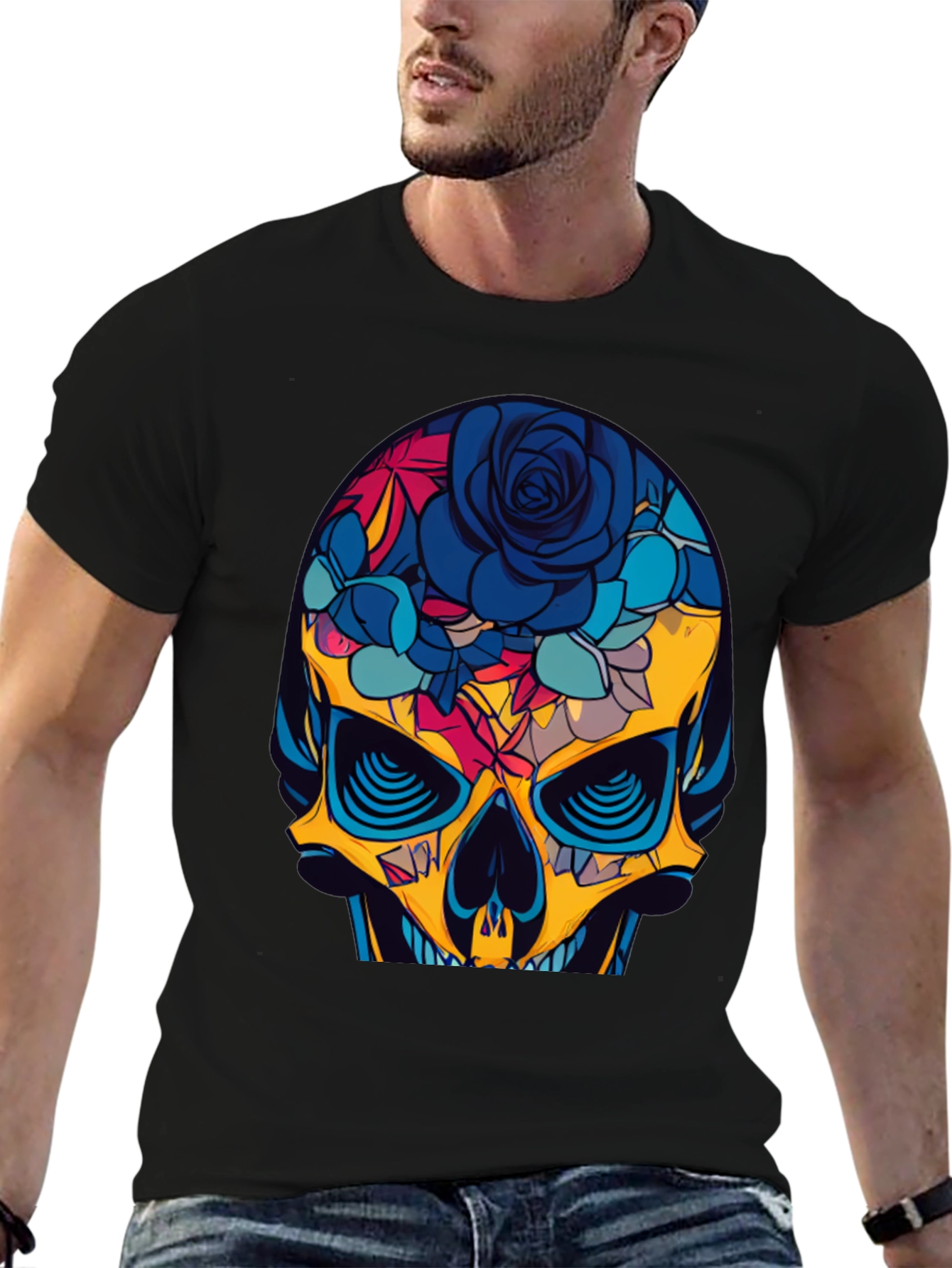 Floral Skull Graphic Tee - Bold & Stylish