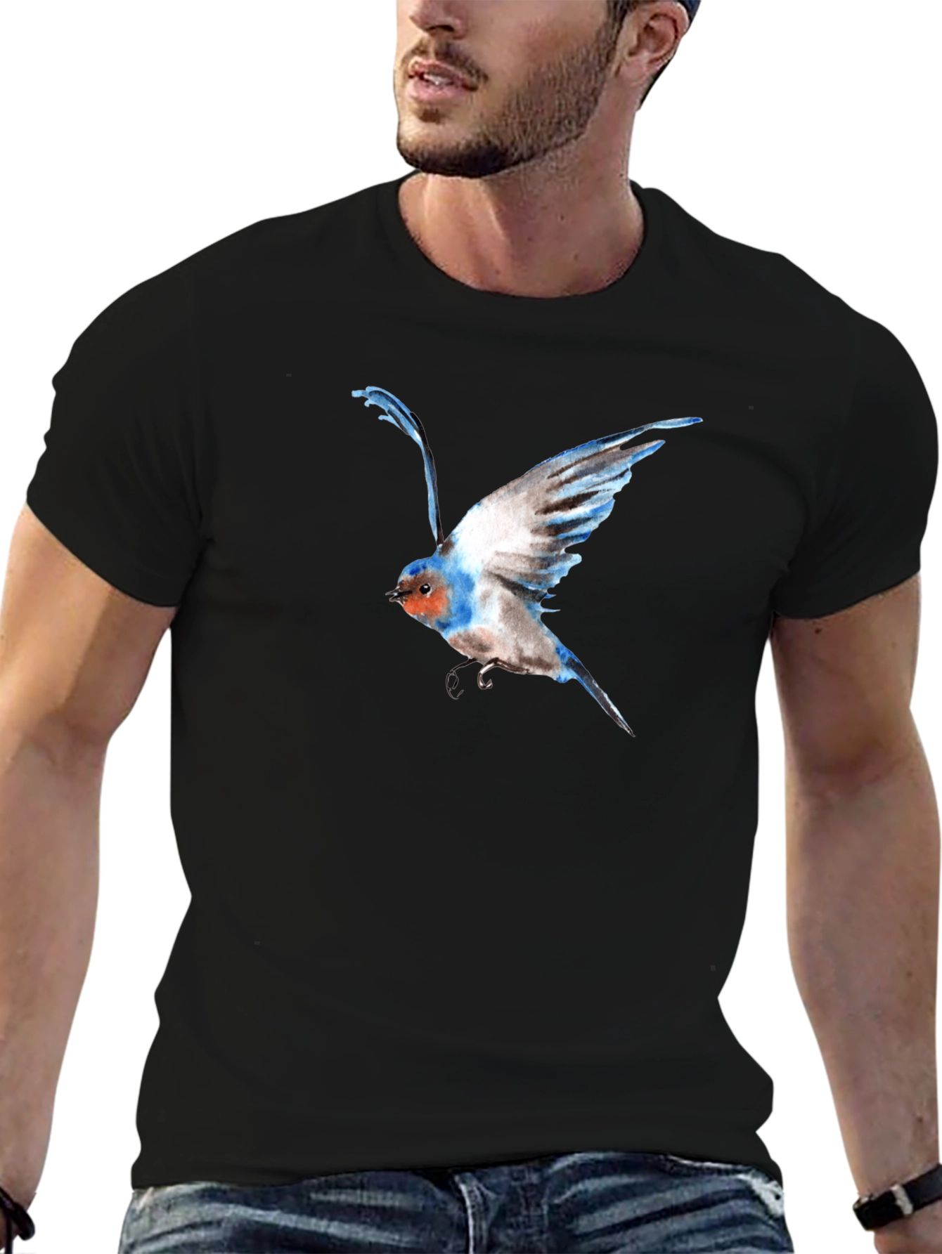 Bird Graphic Black T-Shirt