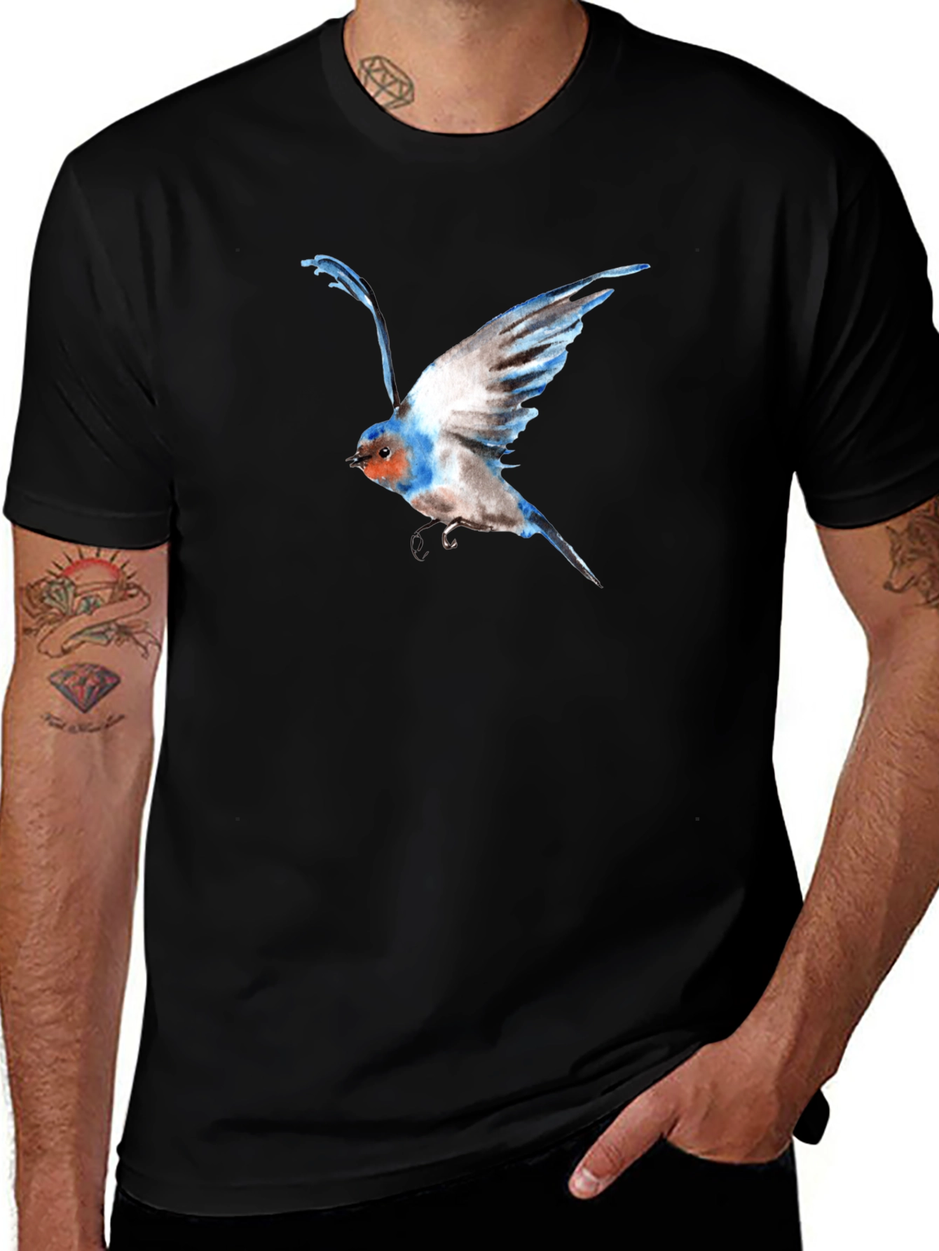 Bird Graphic Black T-Shirt