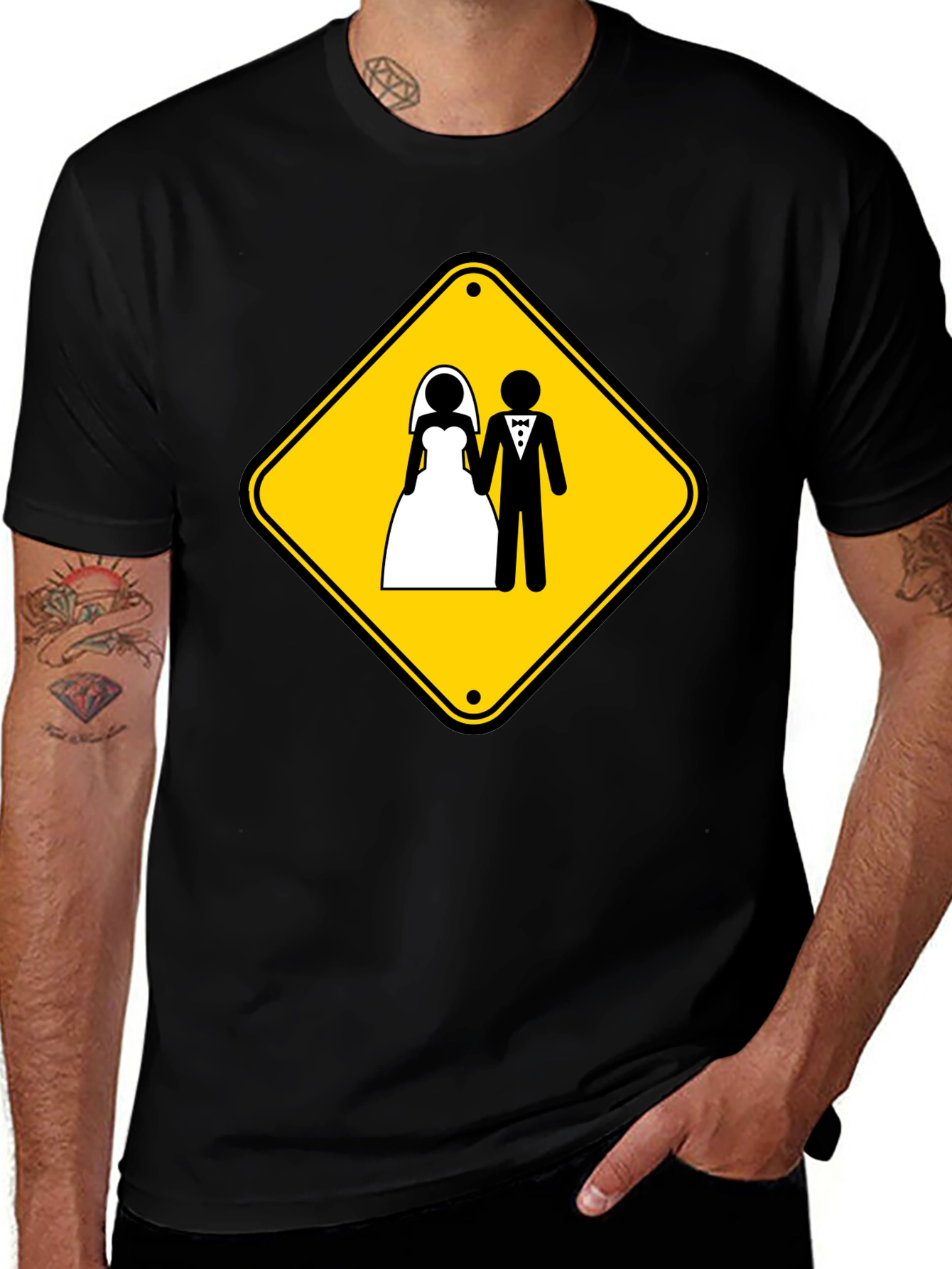 Wedding Ahead T-Shirt Funny Marriage Sign Novelty Tee