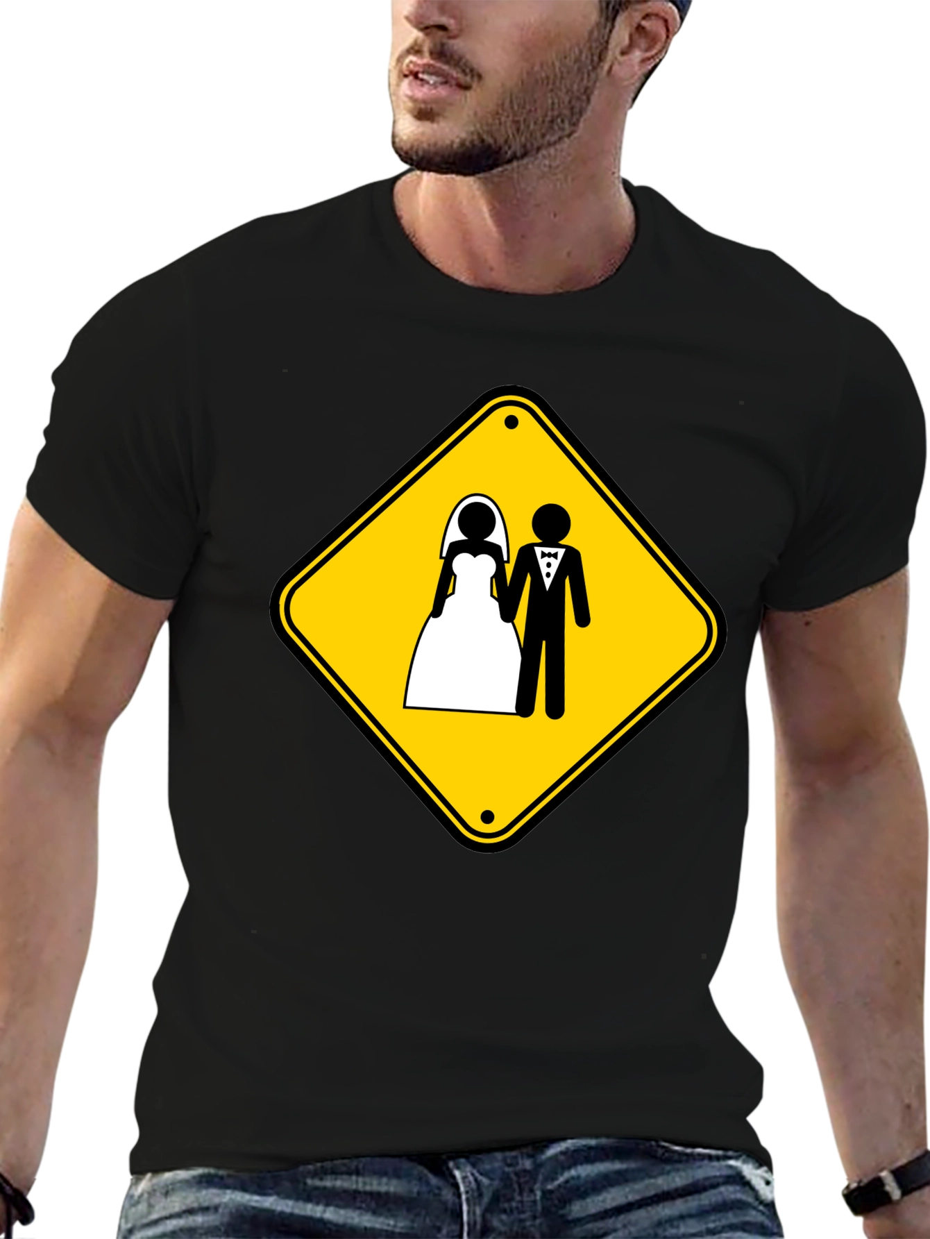 Wedding Ahead T-Shirt Funny Marriage Sign Novelty Tee