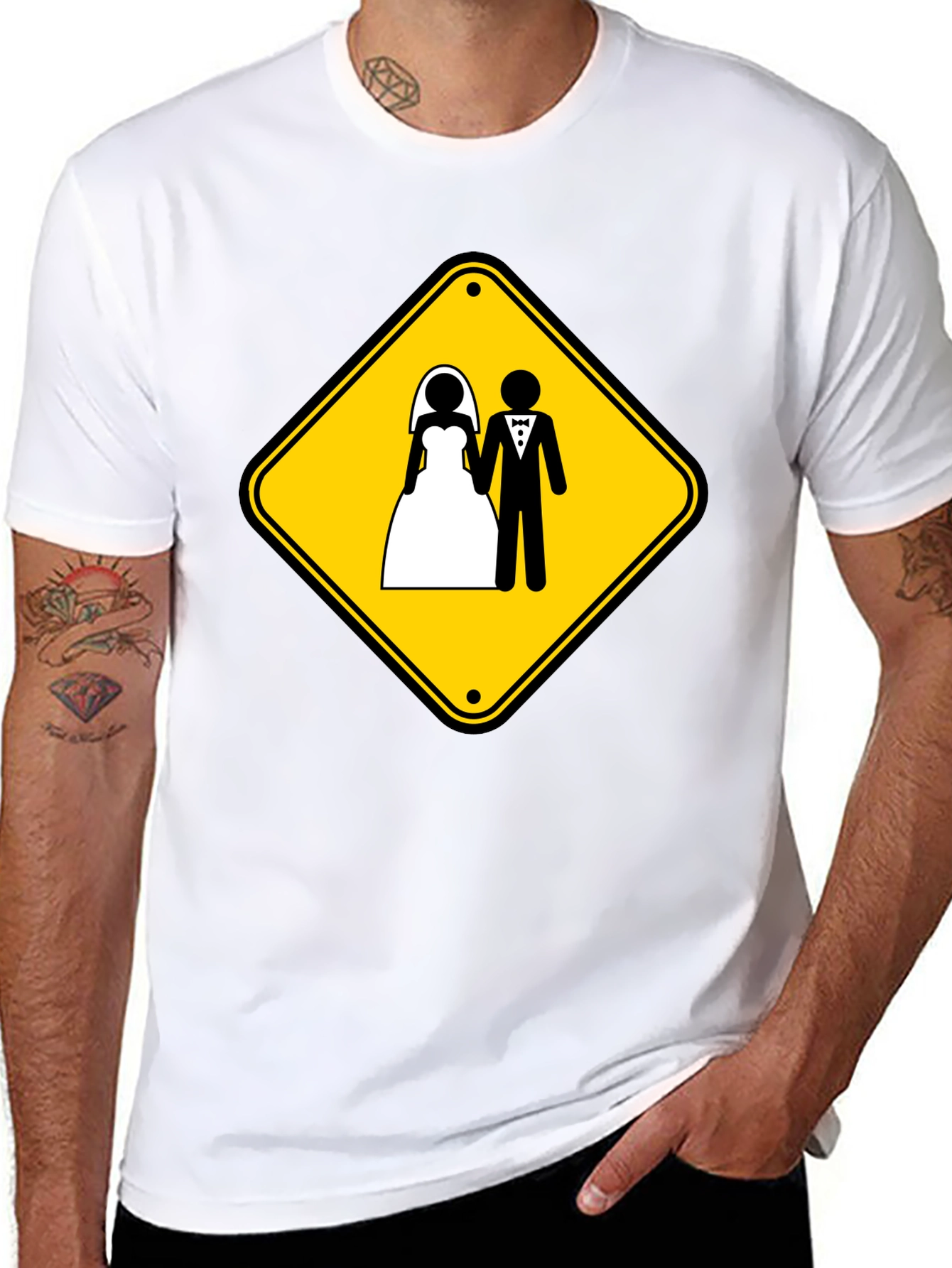 Wedding Ahead T-Shirt Funny Marriage Sign Novelty Tee