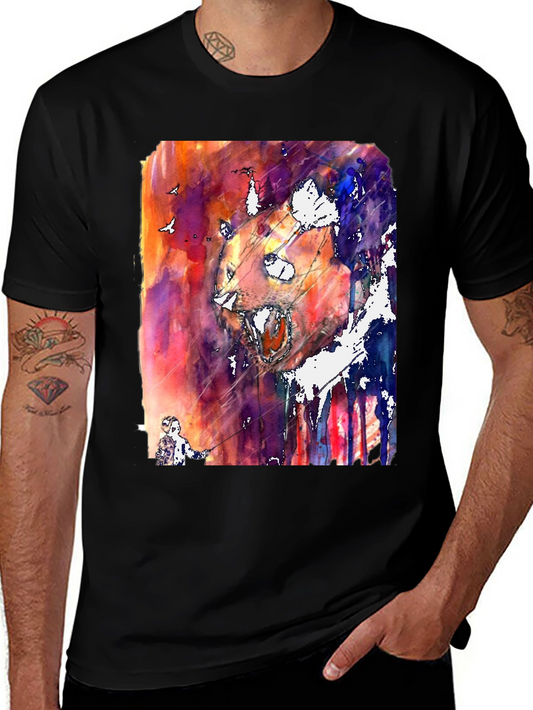 Watercolor Bear Graphic T-Shirt - Unique Art Tee