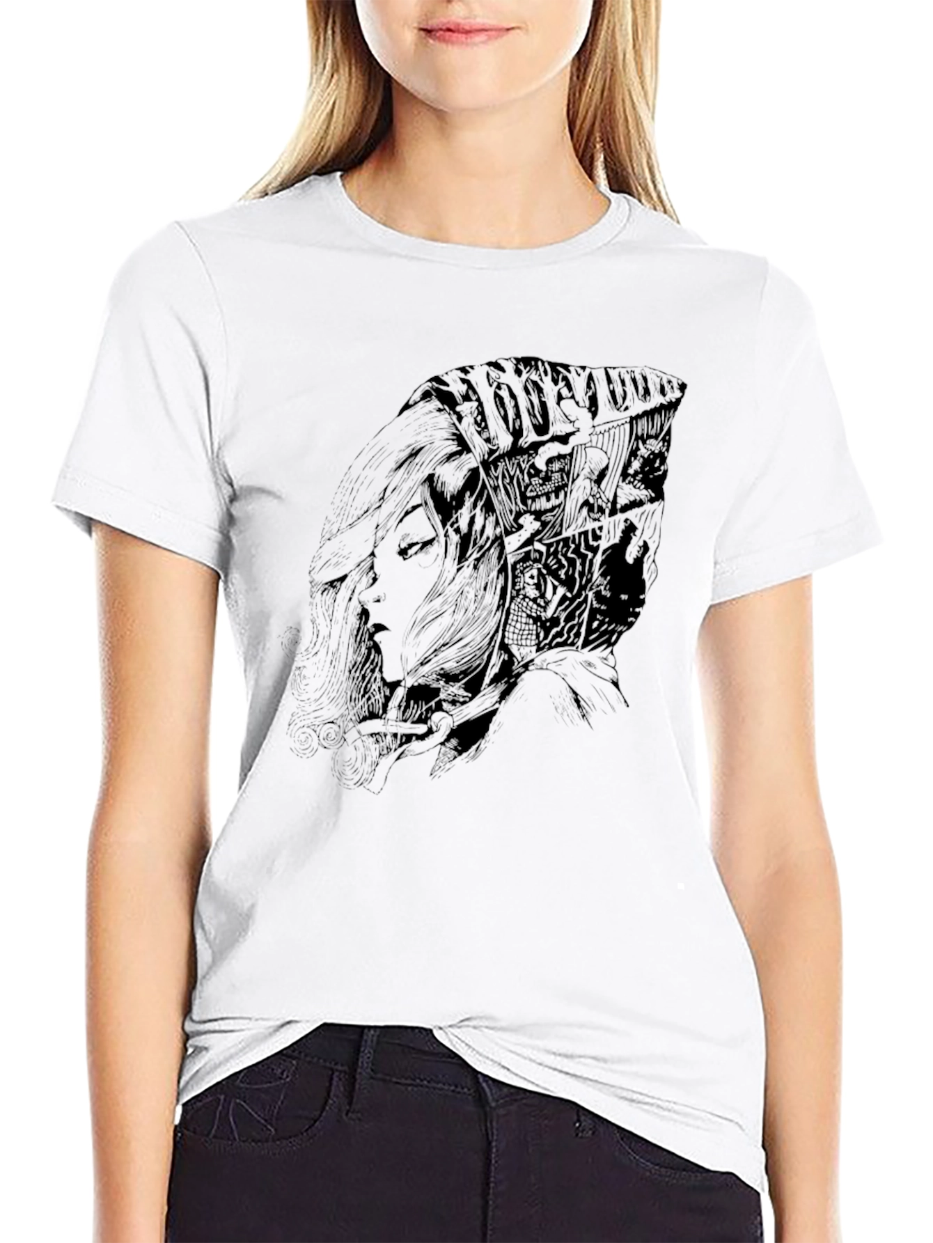 Artistic Graphic Tee - Dark Sketch Design