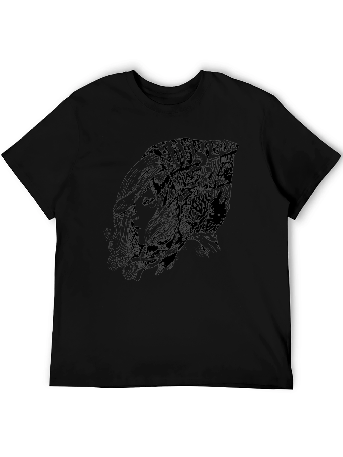 Artistic Graphic Tee - Dark Sketch Design