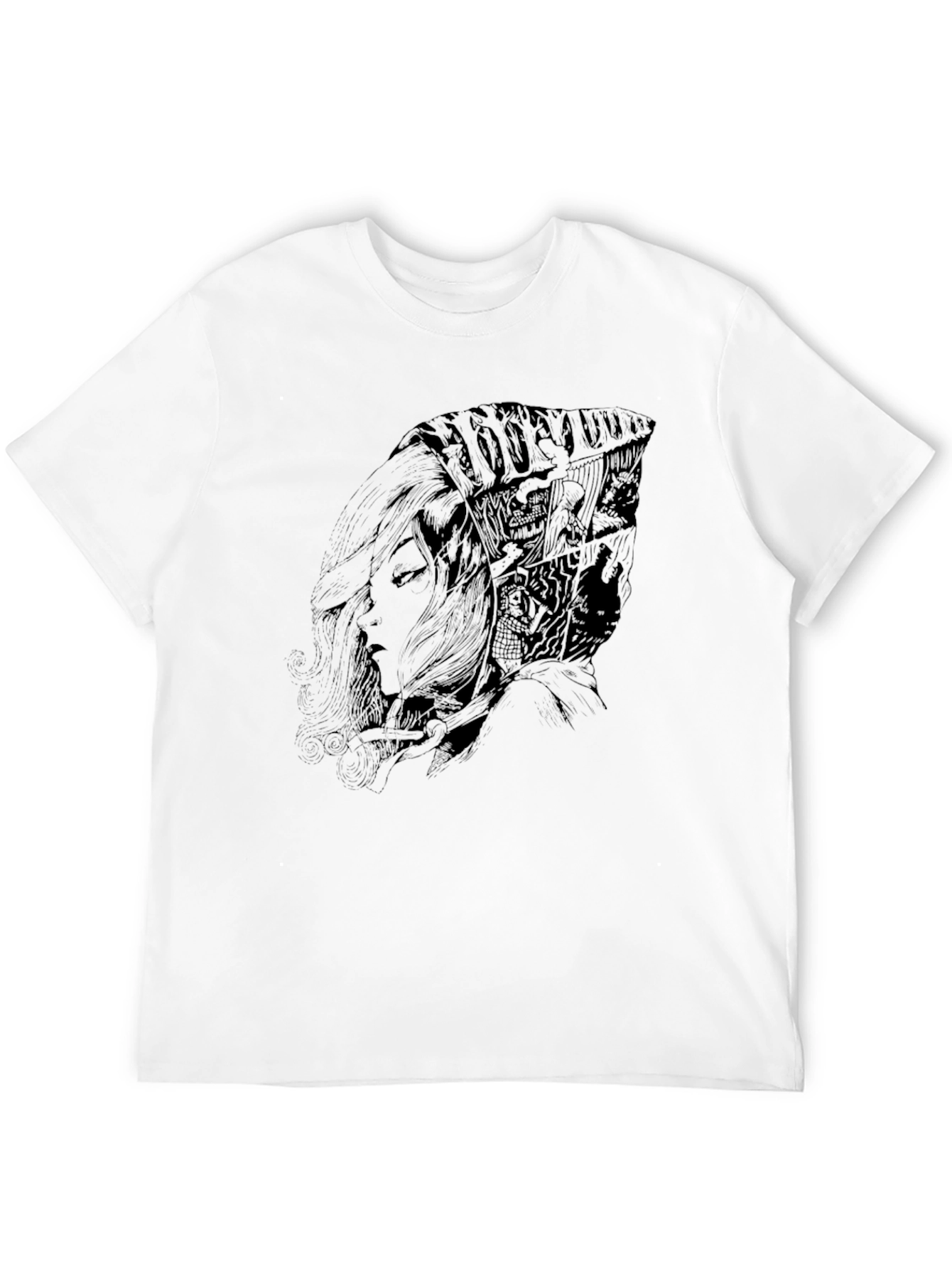 Artistic Graphic Tee - Dark Sketch Design