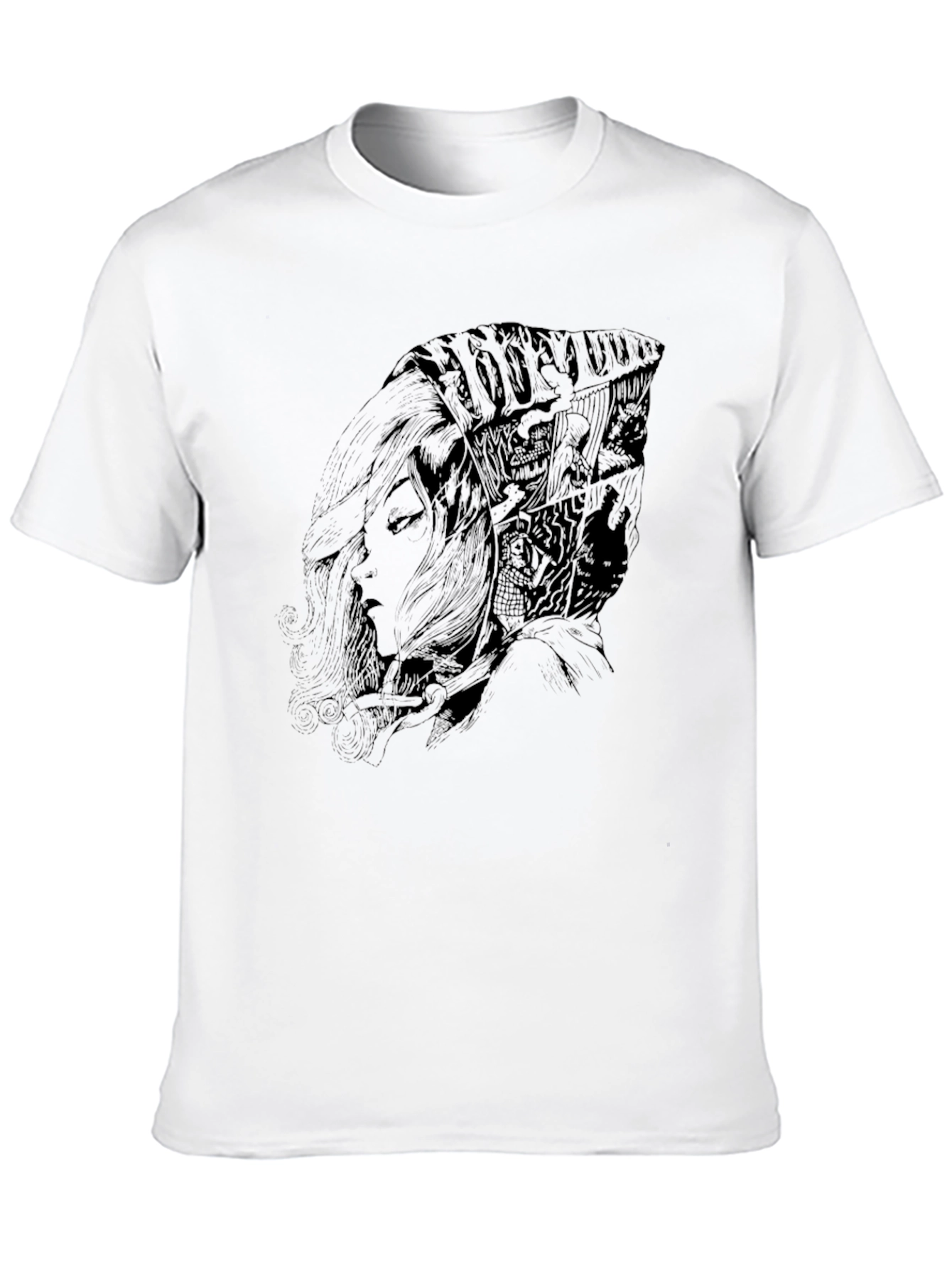 Artistic Graphic Tee - Dark Sketch Design