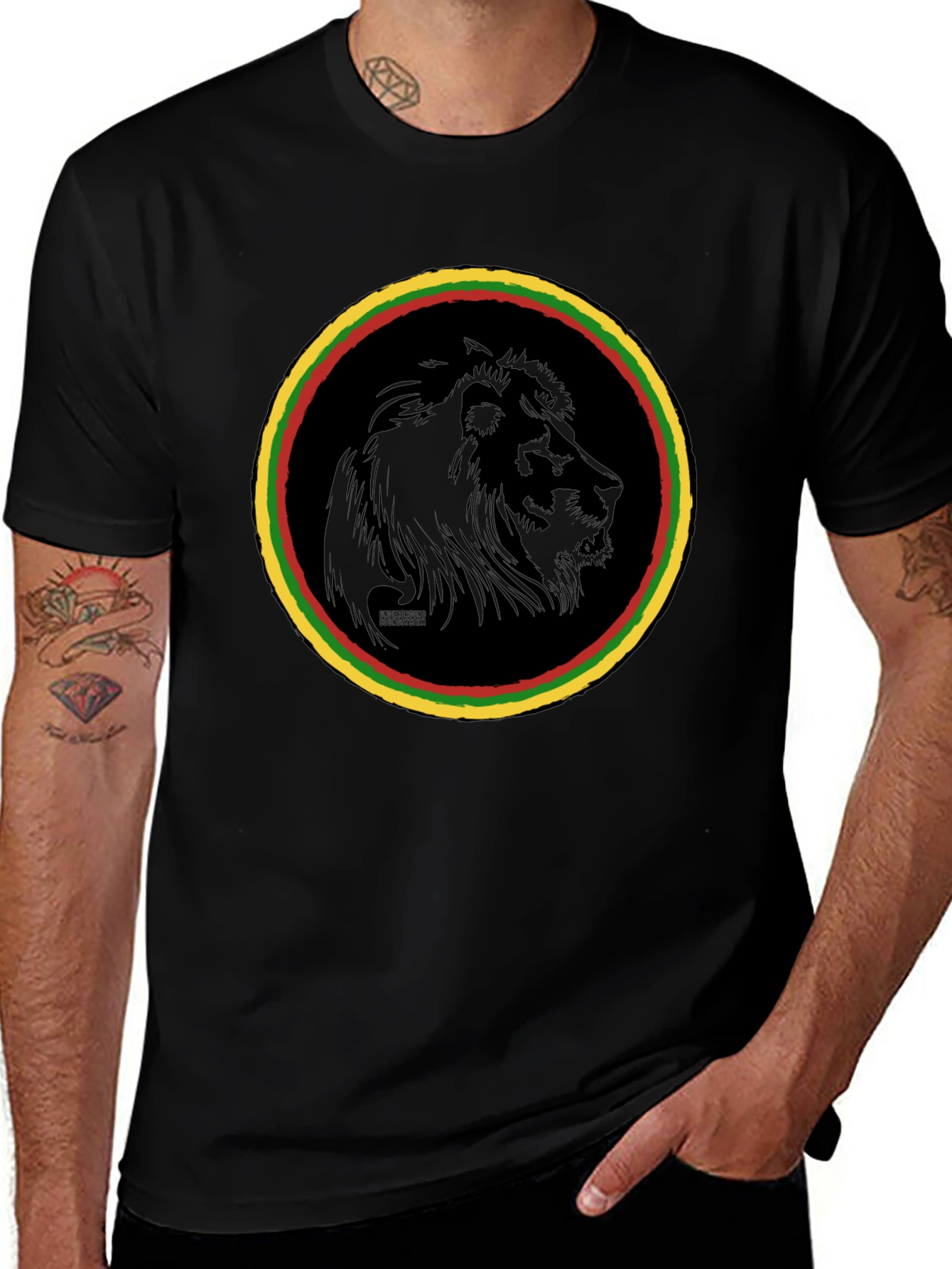 Rasta Lion Graphic Tee - Black