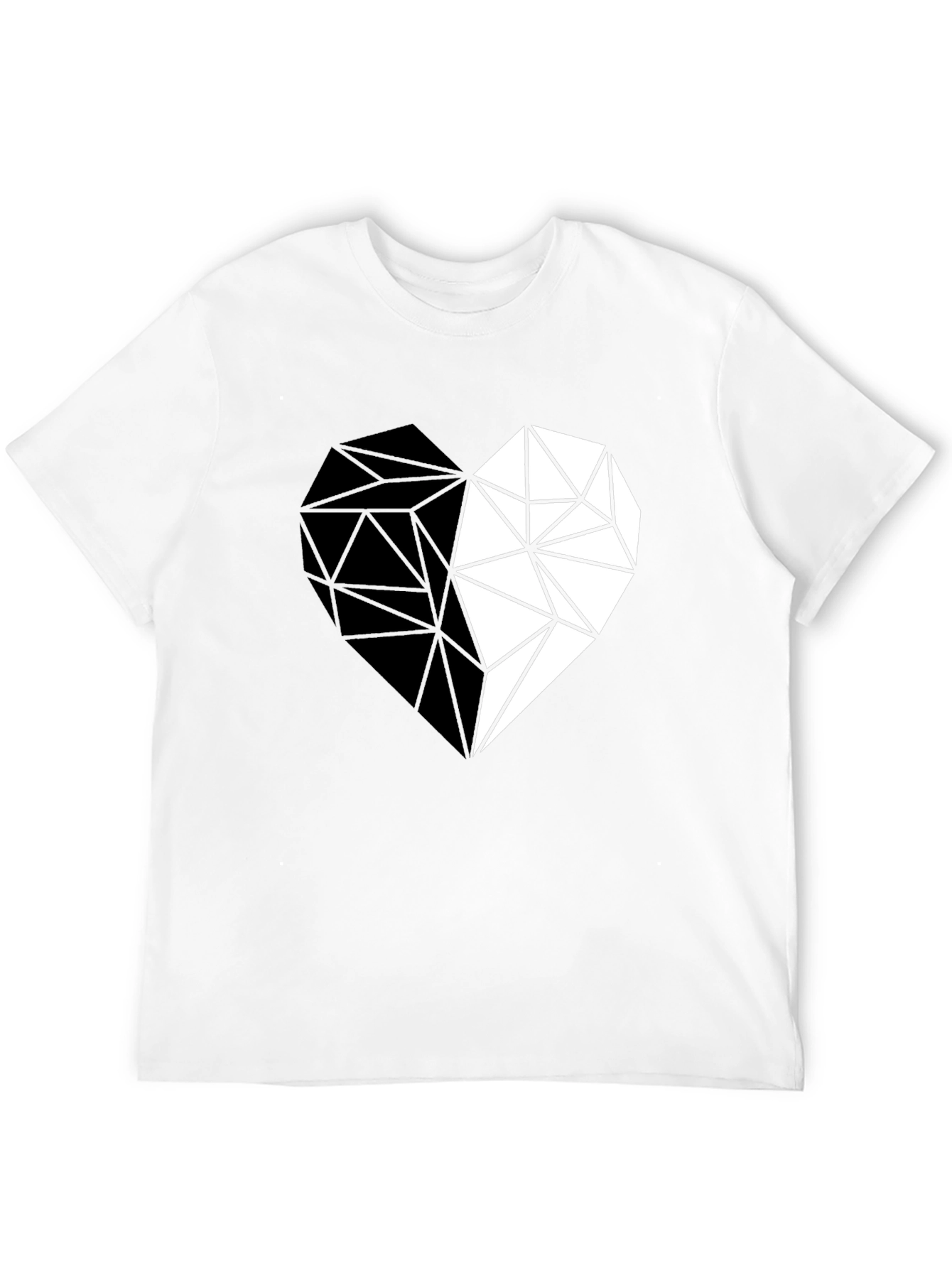Geometric Heart Print Black Casual Tee
