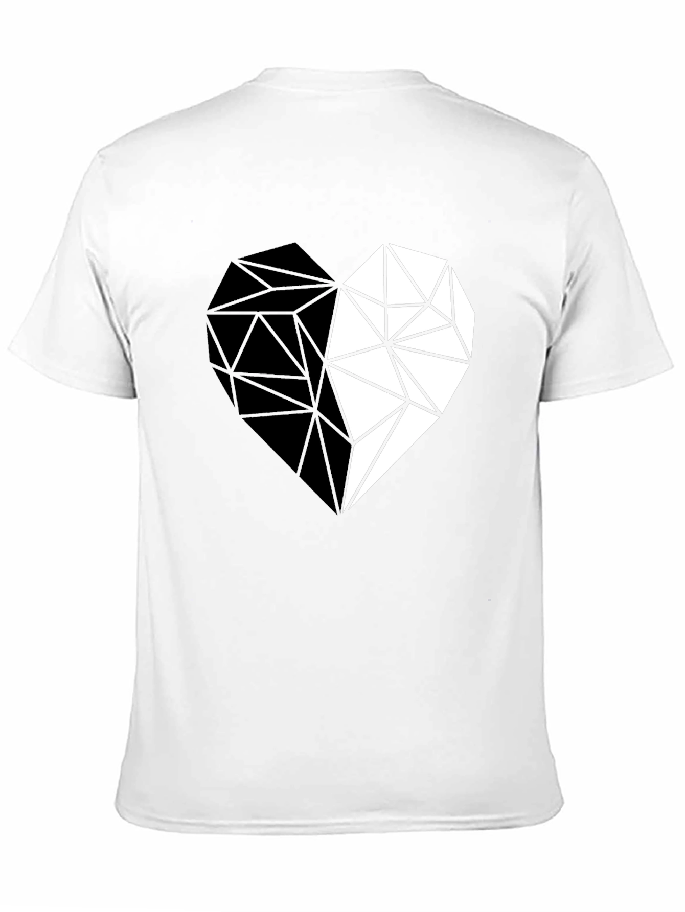 Geometric Heart Print Black Casual Tee