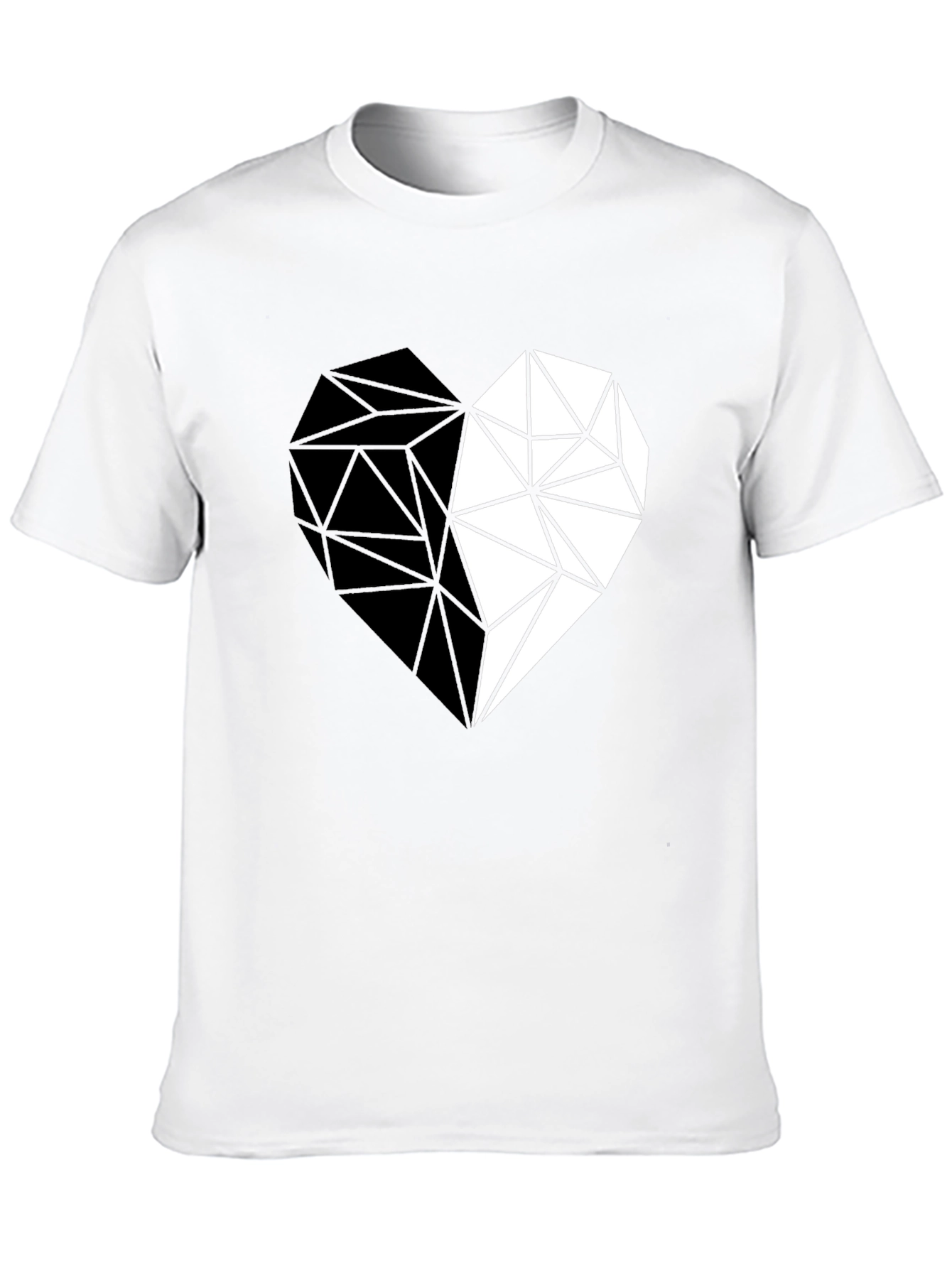 Geometric Heart Print Black Casual Tee