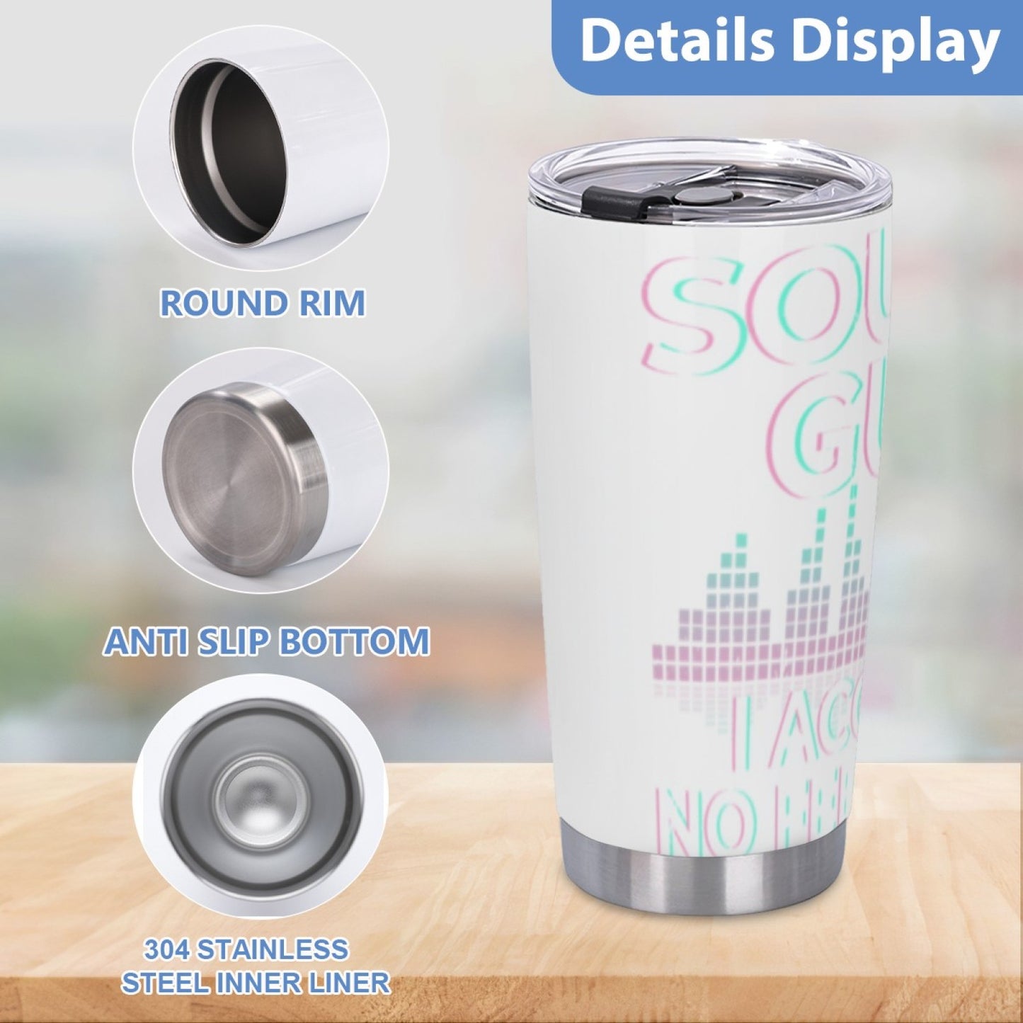 Office-Ready Insulated Stainless Steel Tumbler - Graphic Design Drink Cup