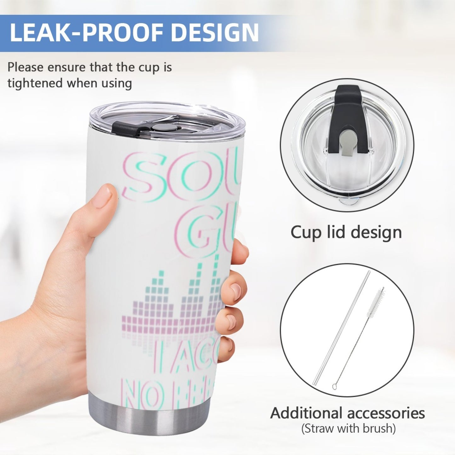 Office-Ready Insulated Stainless Steel Tumbler - Graphic Design Drink Cup
