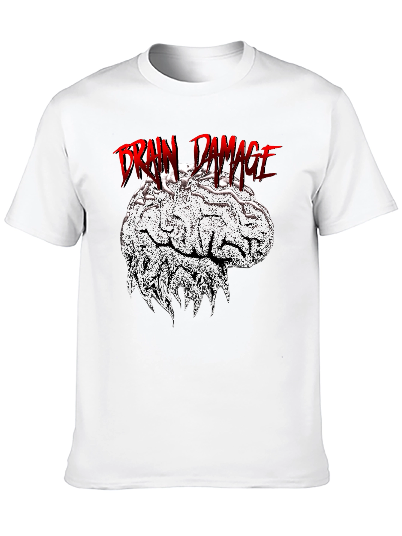 Brain Damage Graphic Tee - Unique Design Black T-Shirt