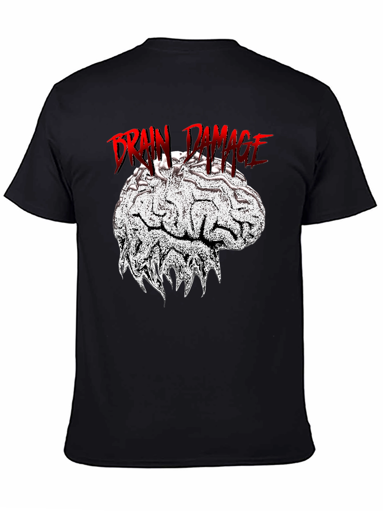 Brain Damage Graphic Tee - Unique Design Black T-Shirt