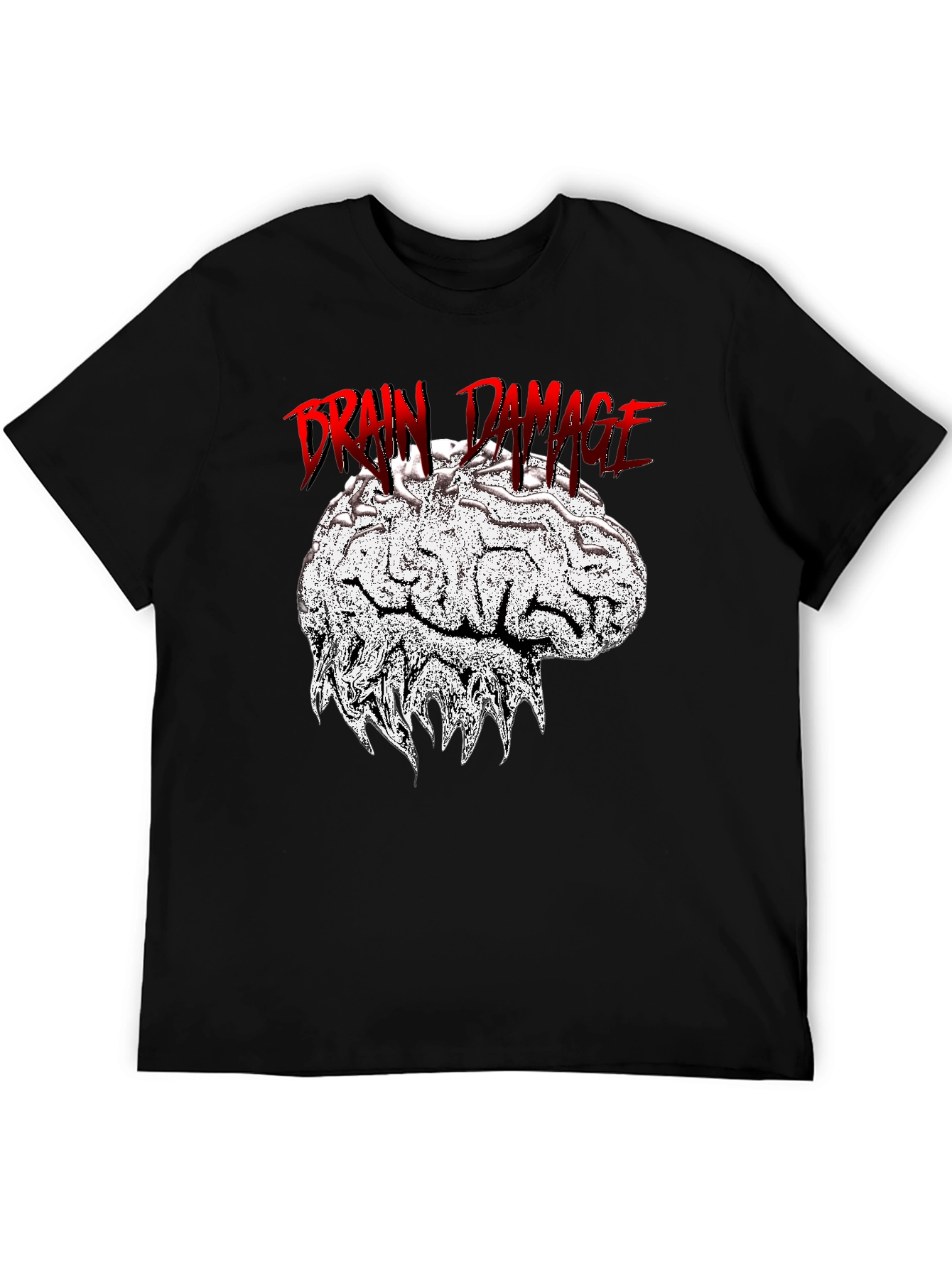 Brain Damage Graphic Tee - Unique Design Black T-Shirt