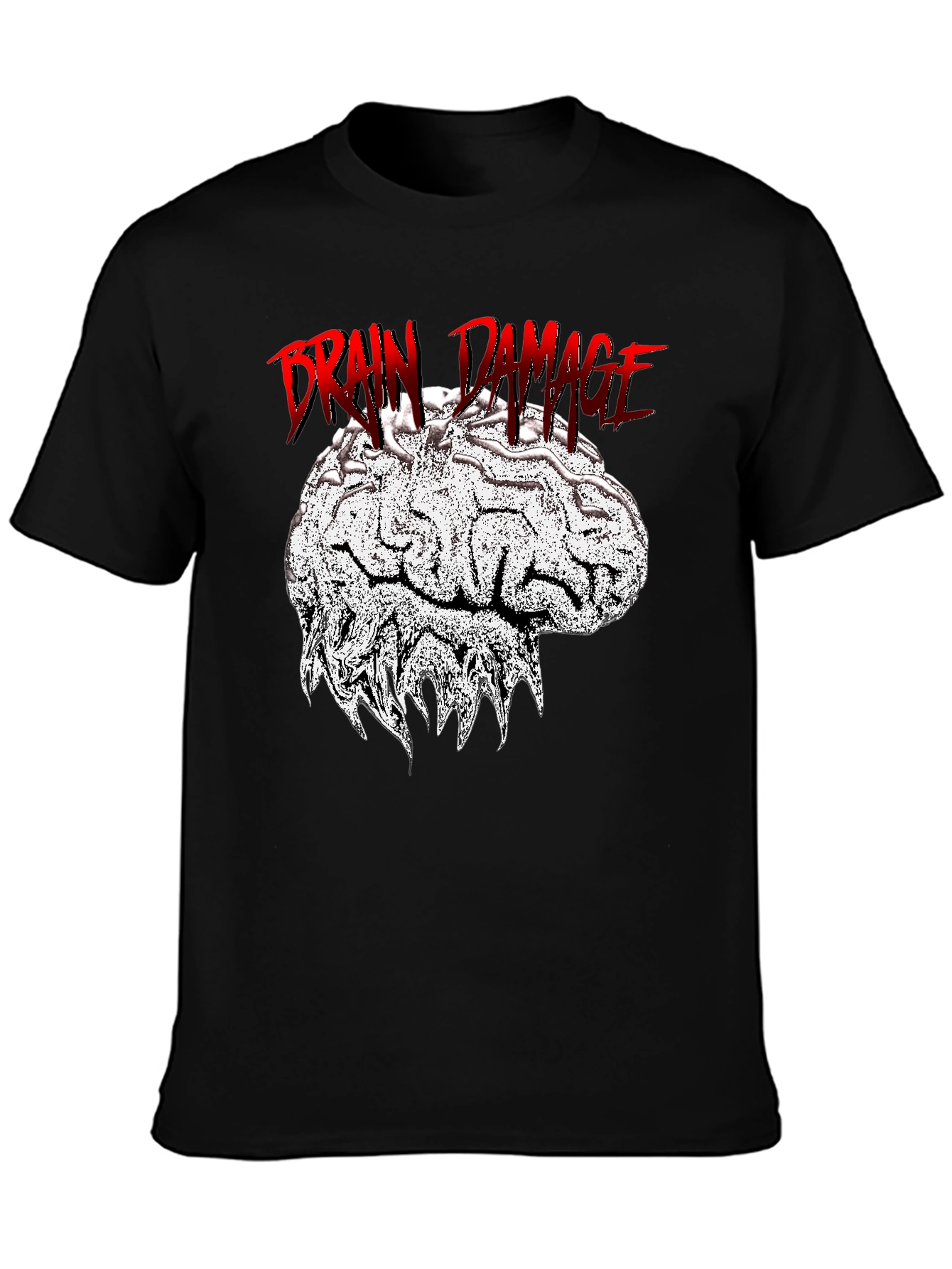 Brain Damage Graphic Tee - Unique Design Black T-Shirt
