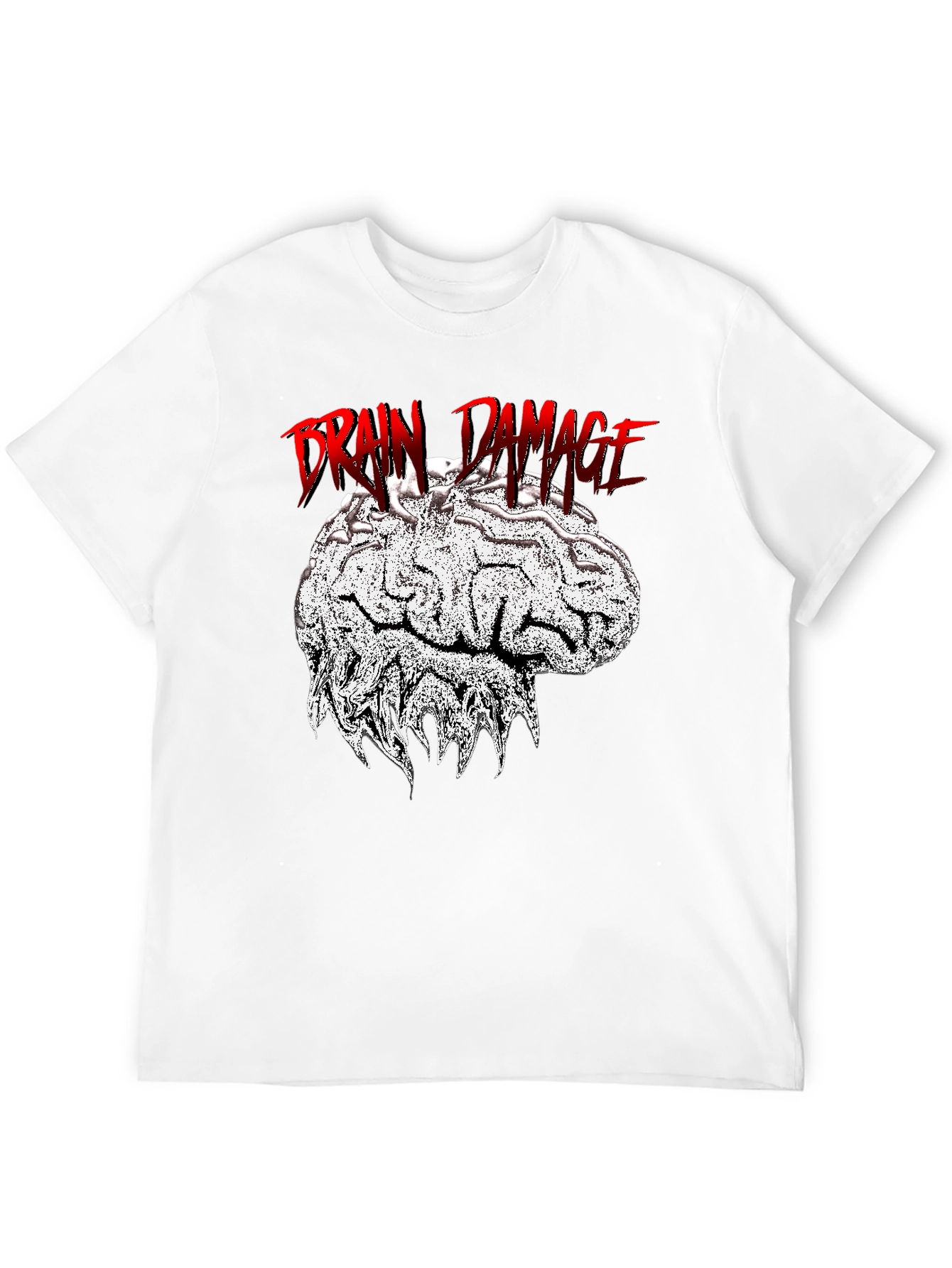 Brain Damage Graphic Tee - Unique Design Black T-Shirt