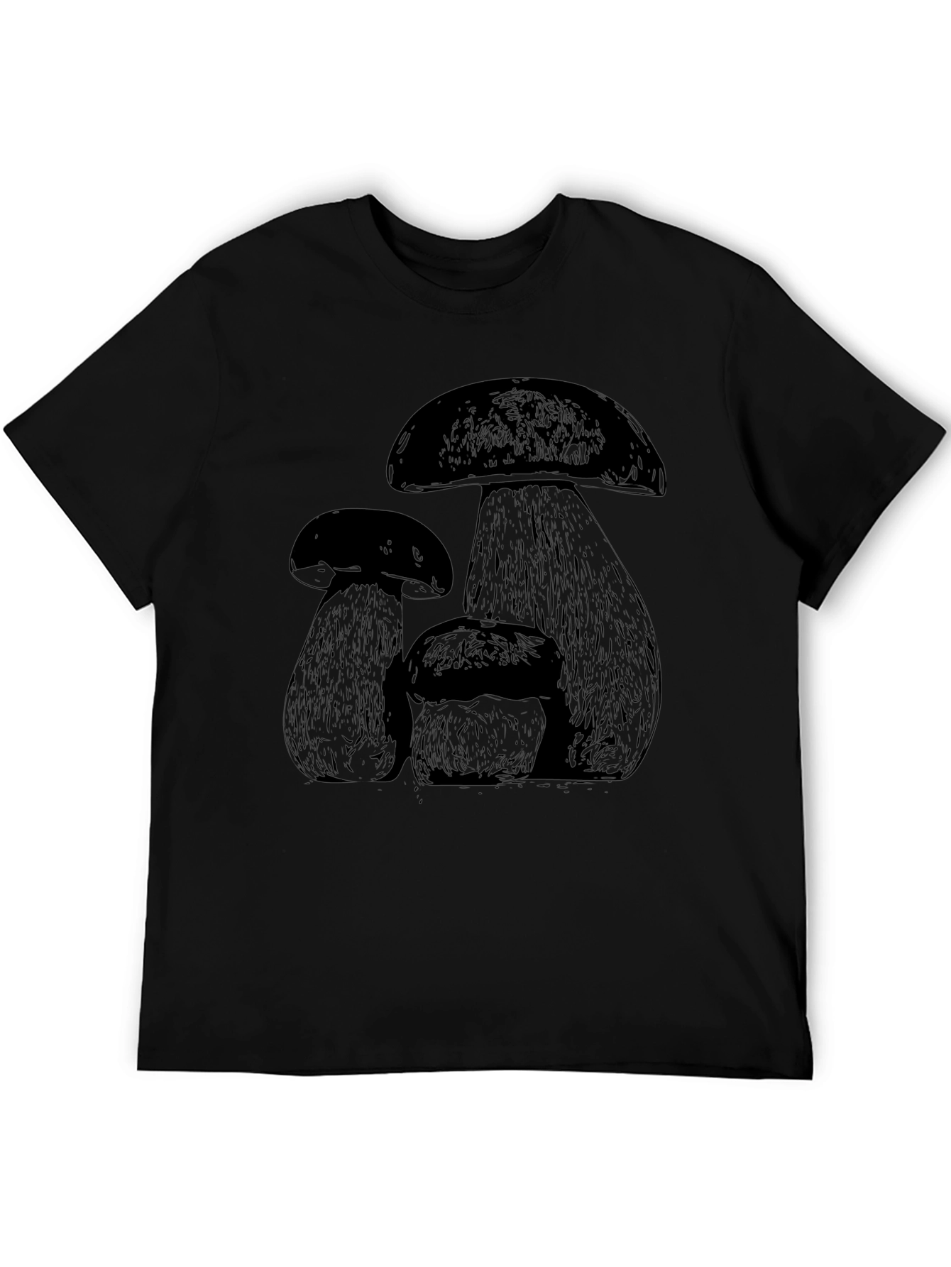Mushroom Graphic Tee - Black Cotton Blend