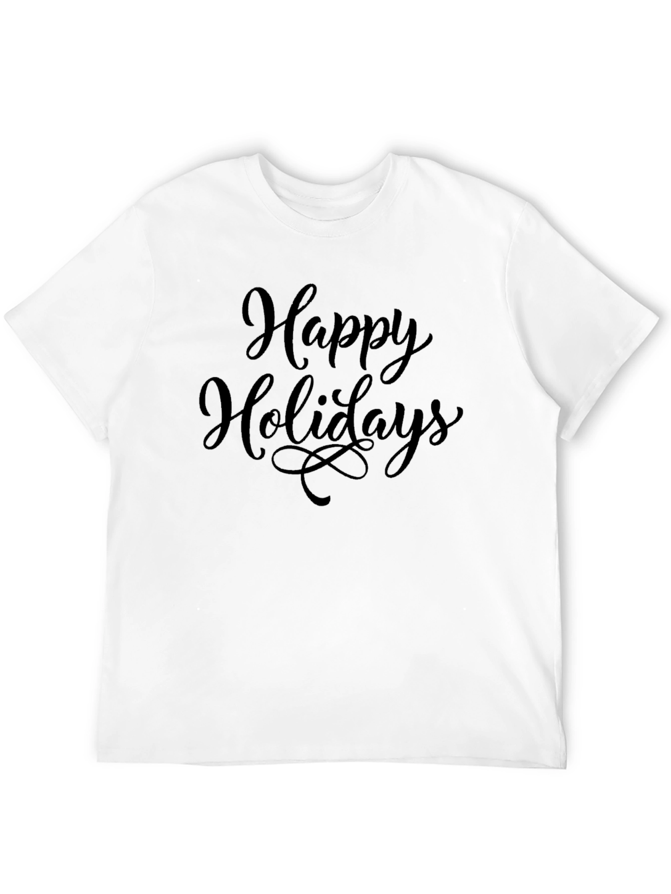 Happy Holidays Black Crew Neck T-Shirt