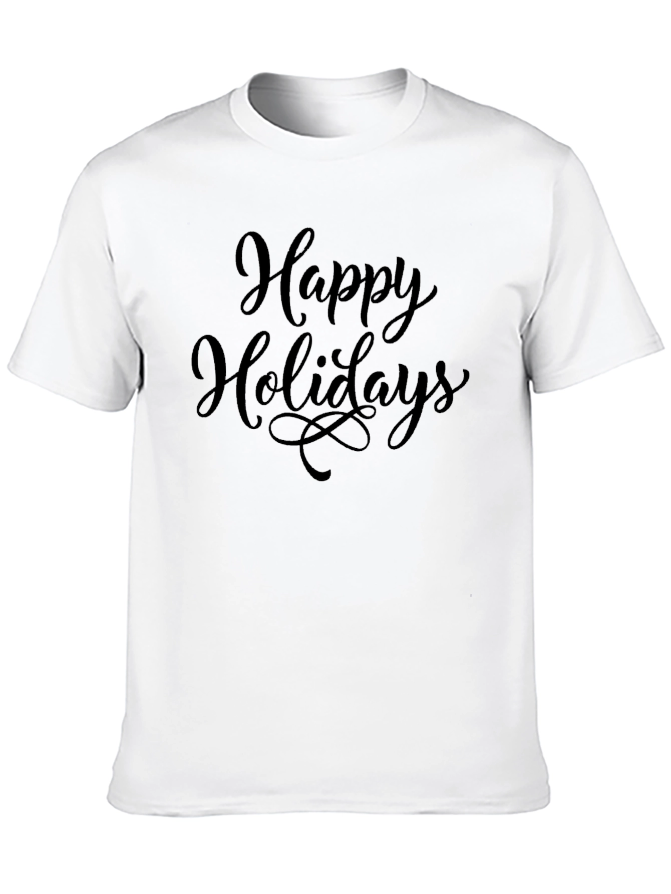 Happy Holidays Black Crew Neck T-Shirt