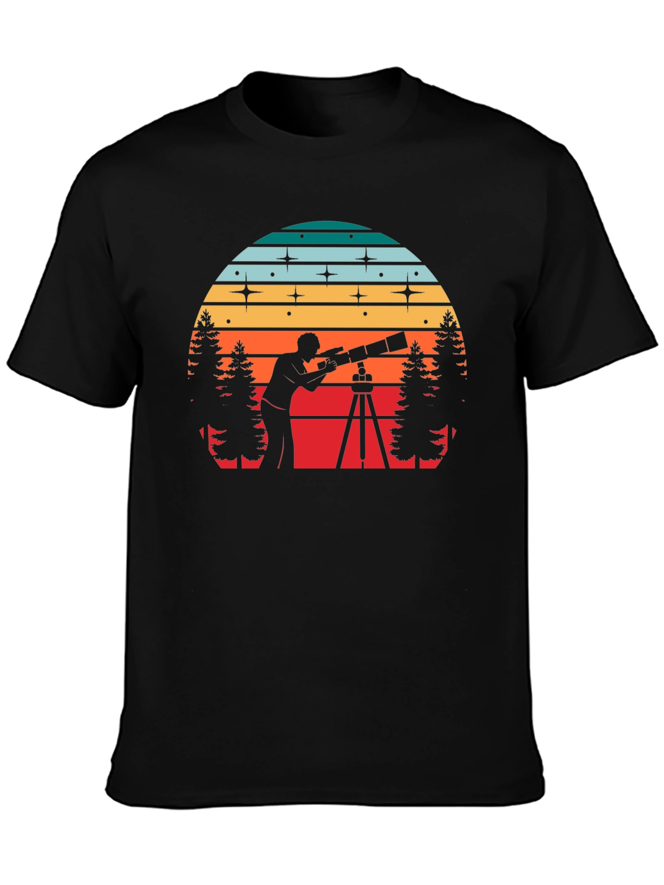 Stargazer Sunset Tee - Astronomy Lovers Black T-Shirt