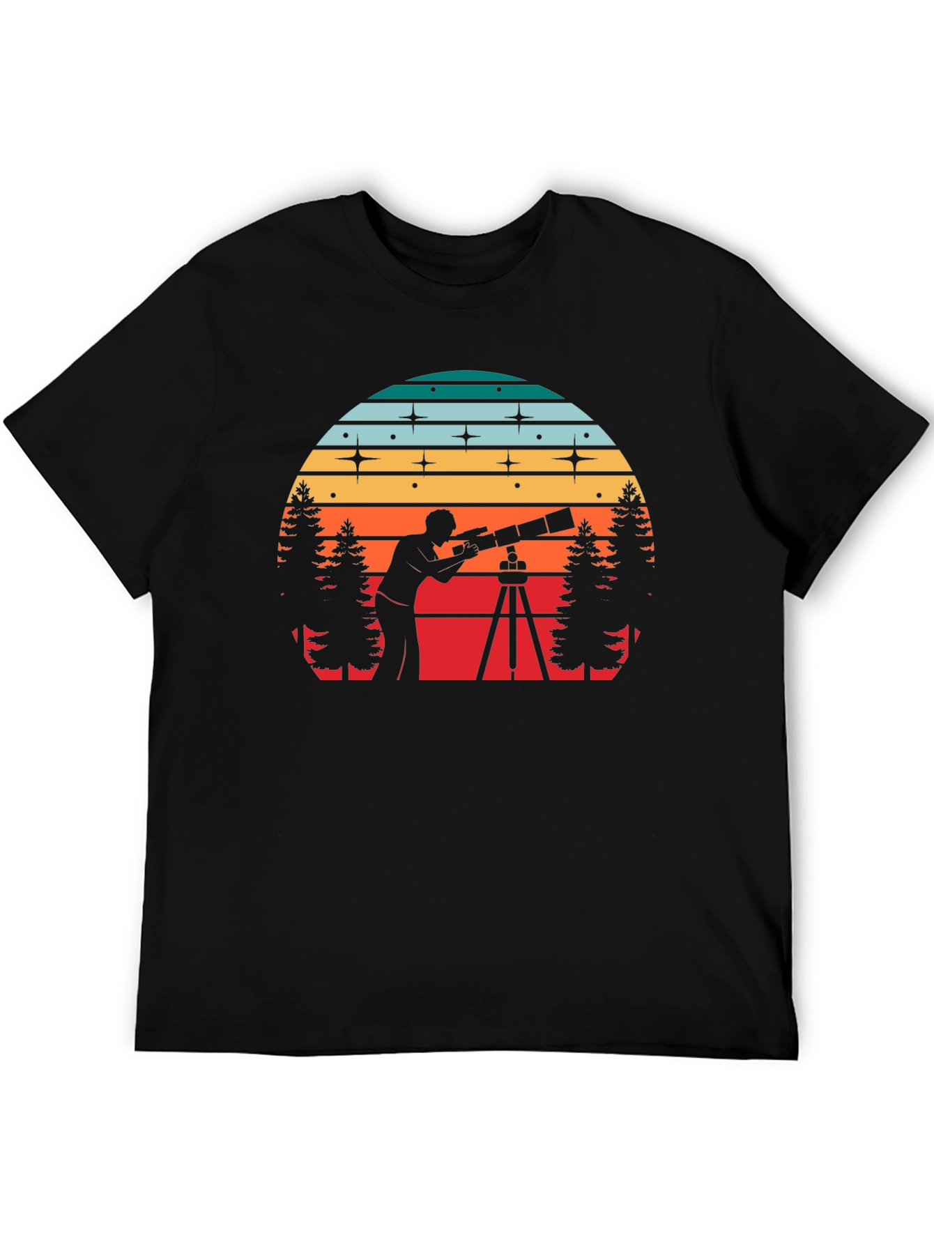 Stargazer Sunset Tee - Astronomy Lovers Black T-Shirt
