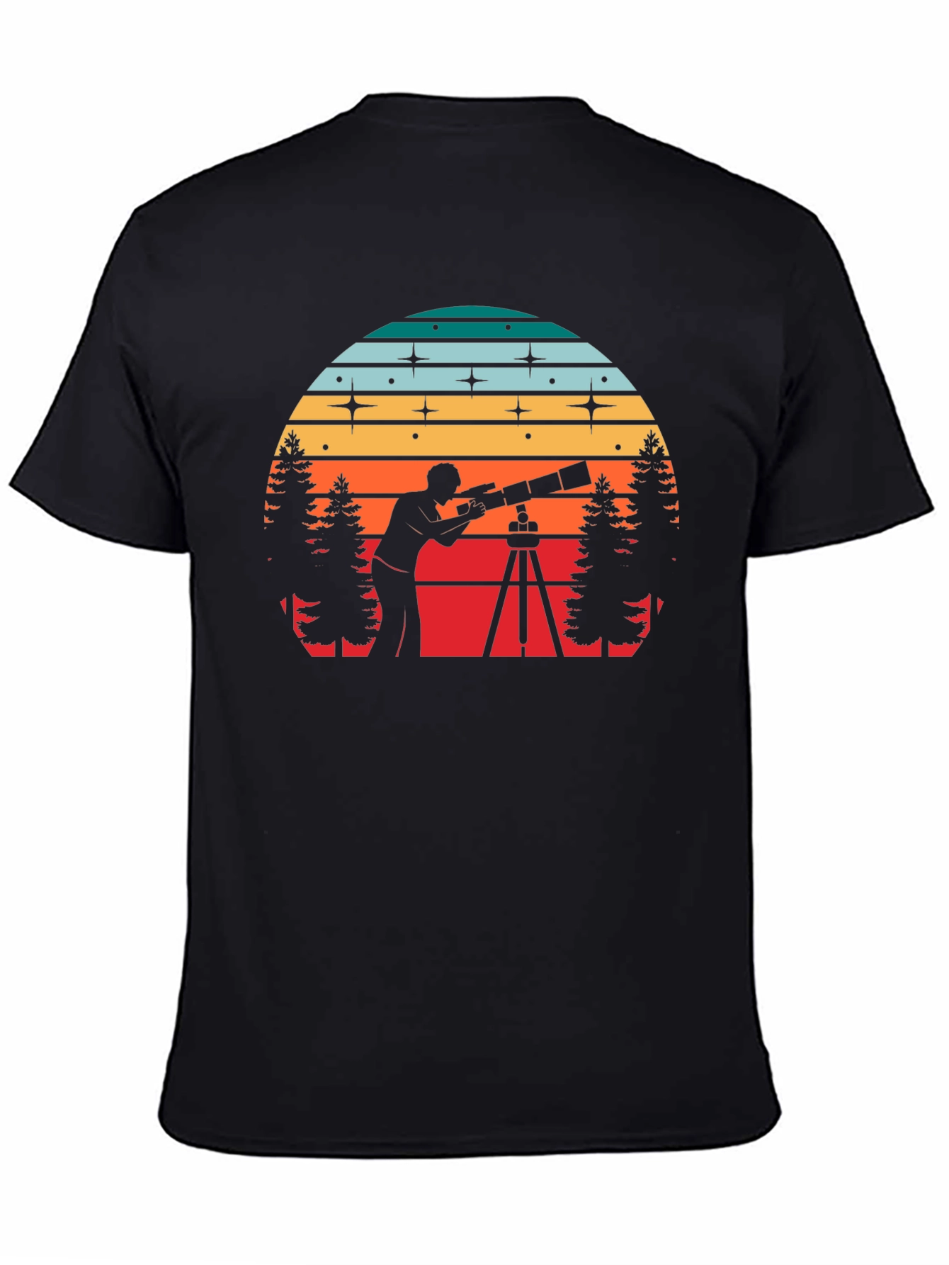 Stargazer Sunset Tee - Astronomy Lovers Black T-Shirt