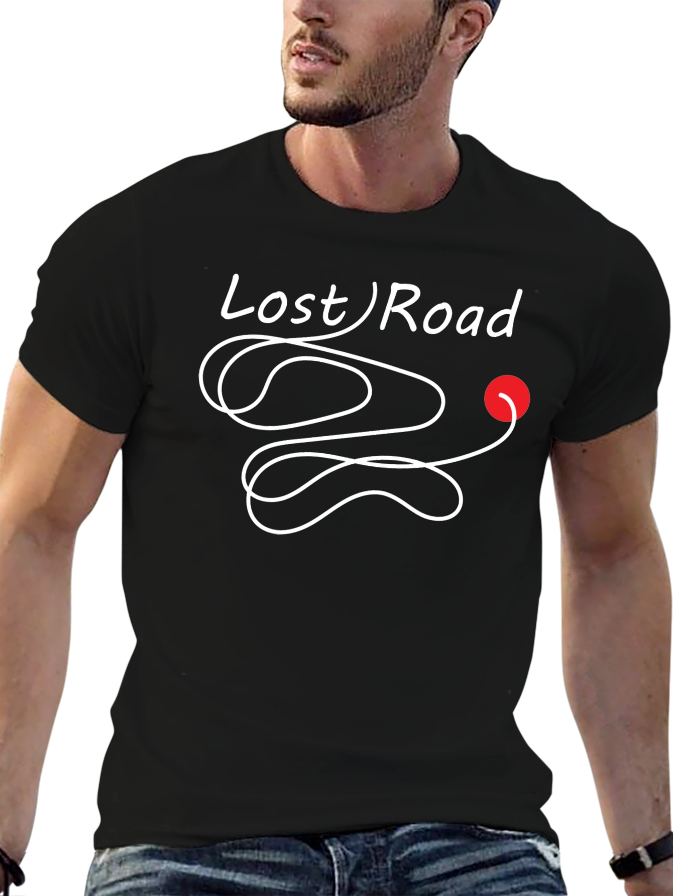 Lost Road Graphic Tee - Black Cotton T-Shirt
