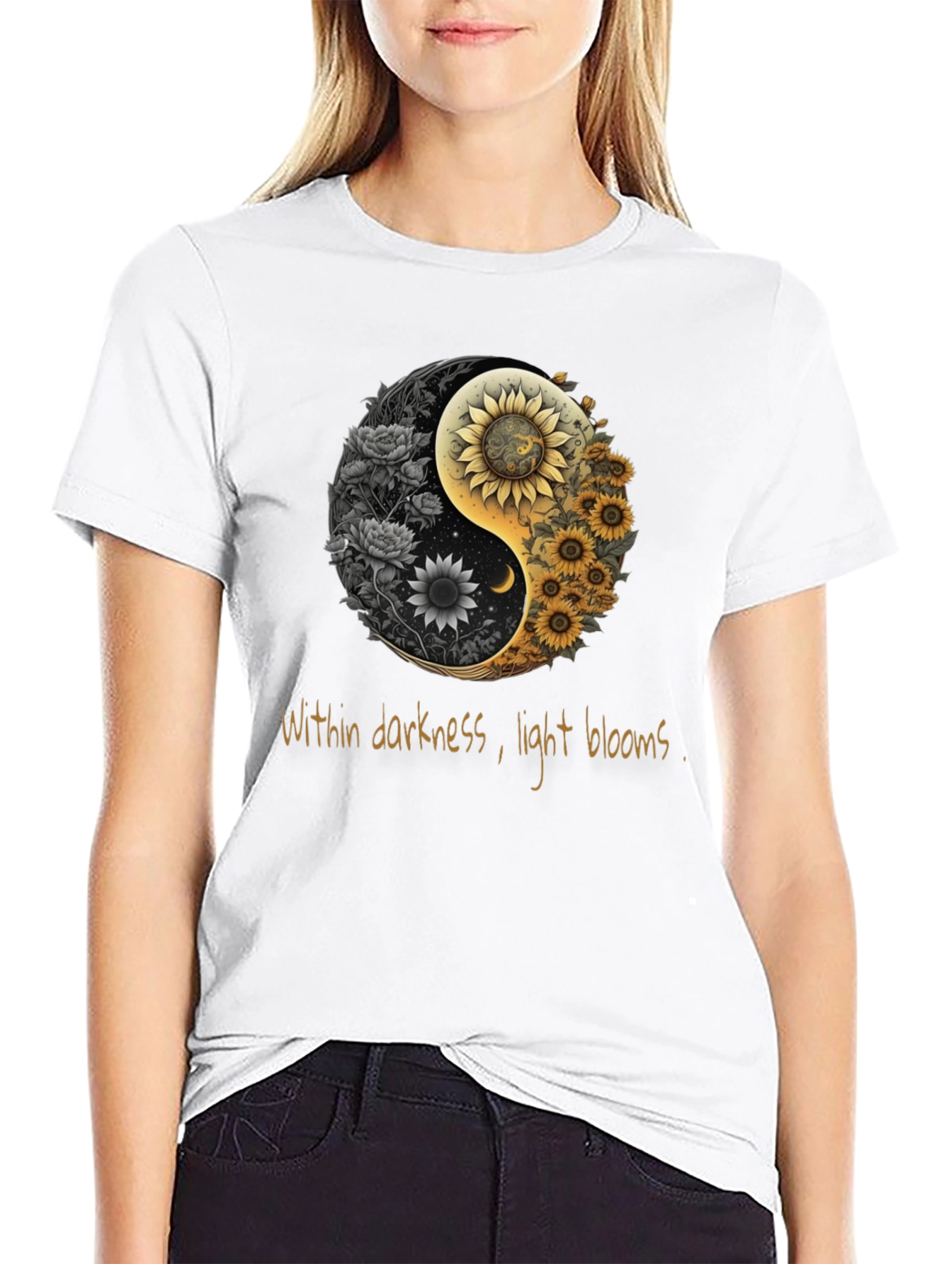 Yin Yang Sunflower Graphic Tee