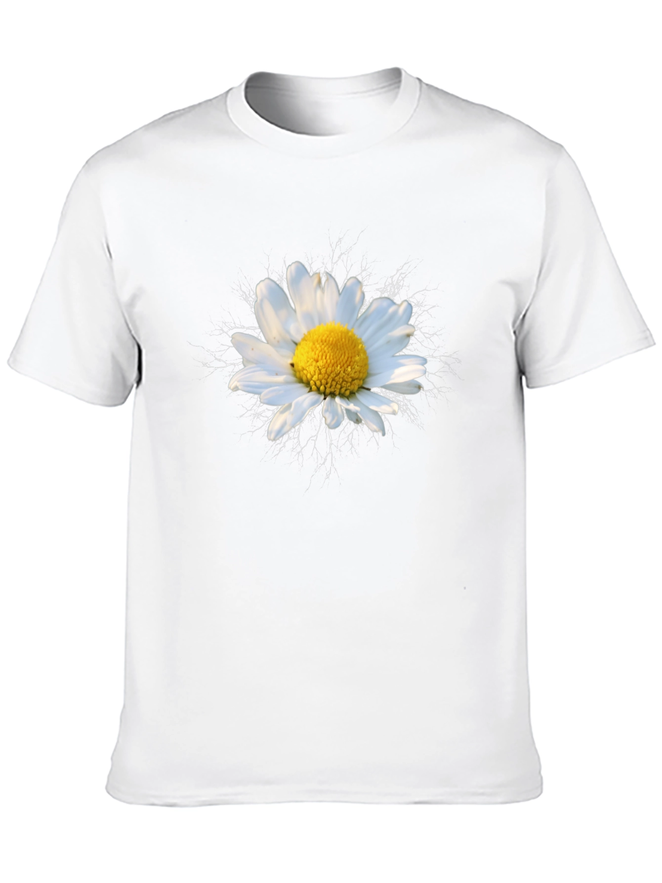 Daisy Flower Graphic Tee - Black Cotton T-Shirt